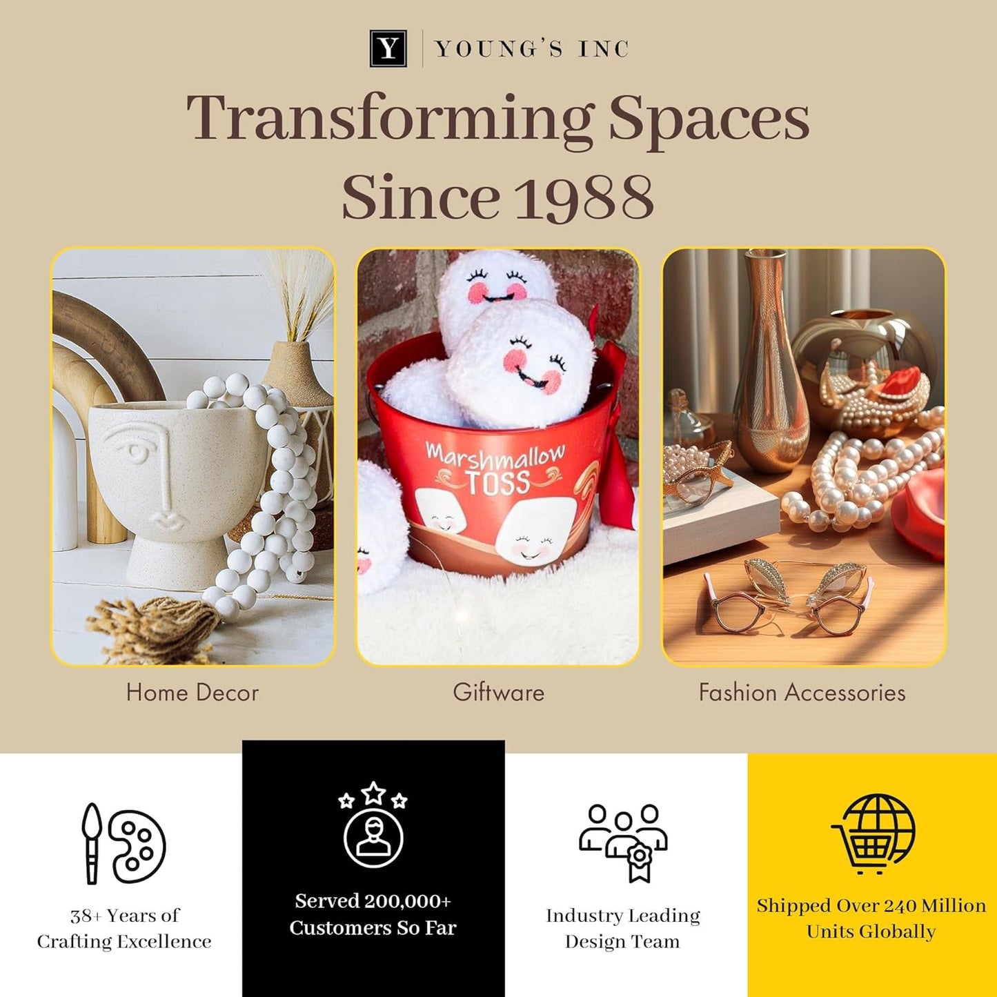 Young's 4 Piece Ceramic Canisters Sets for Kitchen, Country Style Ceramic Containers for Flour, Sugar, Tea and Coffee, Storage Containers with Lids 10.75"