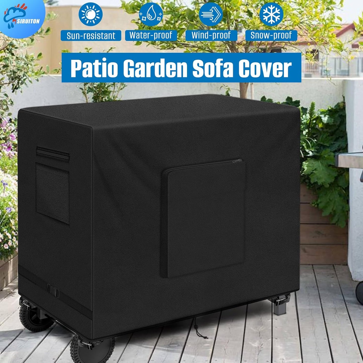 SIRUITON Outdoor Bar Cart Cover for 60 Inch Portable Outdoor Table, Heavy Duty 600D Oxford Fabric Outdoor Waterproof BBQ/Worktable Metal Movable Table Cover