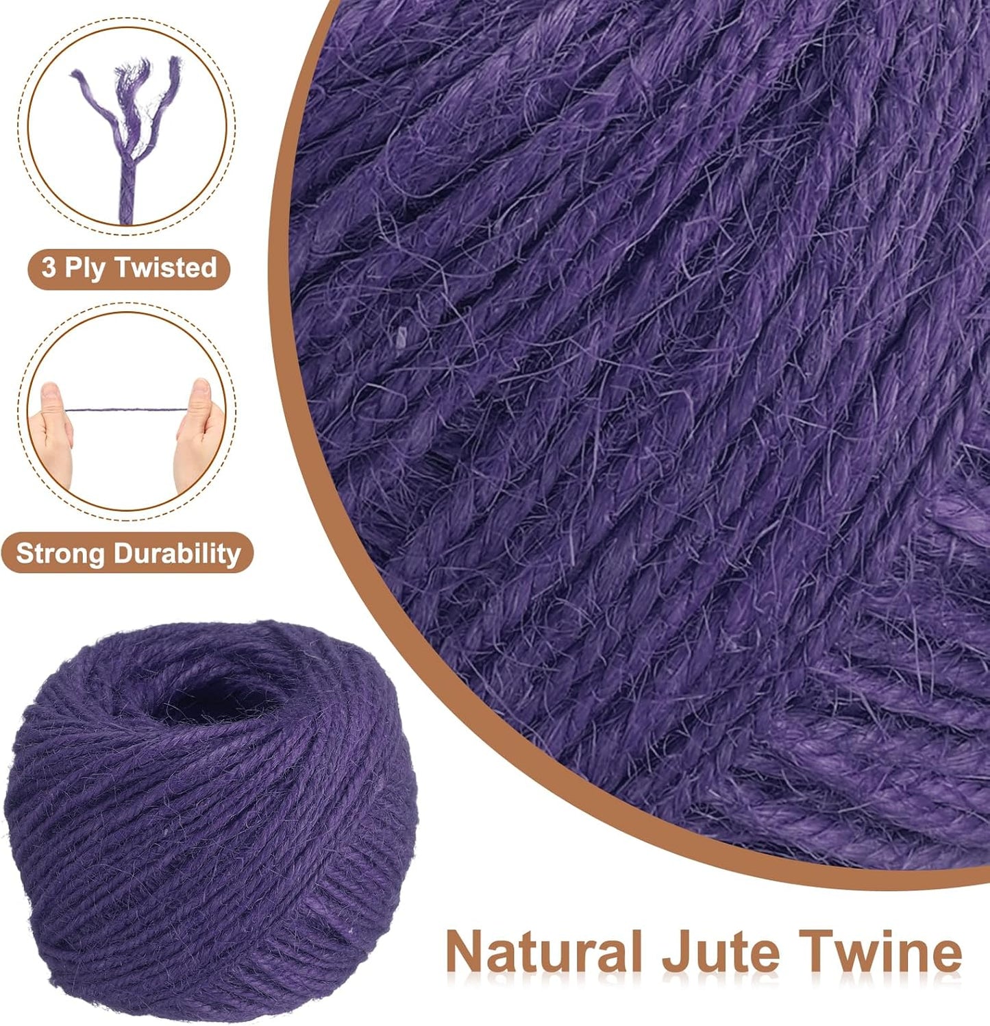 uxcell 164 Feet Natural Jute Twine String,2mm Thin Garden Twine Rope Colored Plant String Cord for DIY Art Crafts Gift Wrapping Decoration Packing Gardening Plant Hanger,Purple