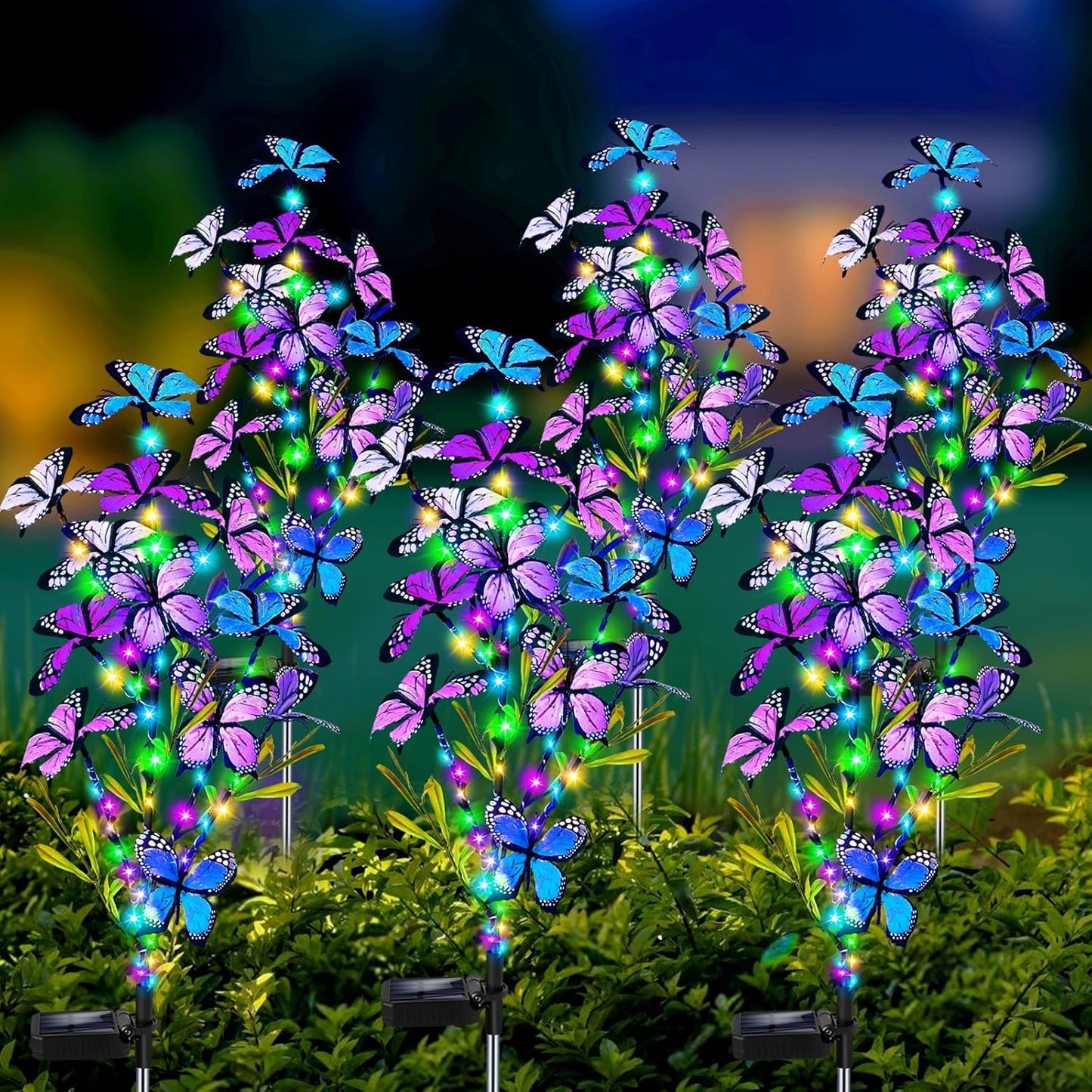 Solar Garden Lights Outdoor, Waterproof 6 Pack Solar Butterfly Lights with 60 LED 12 Butterfly Colorful Lighting for Garden Yard Lawn Outdoor Decor, Gift for Mom Women Mother's Day