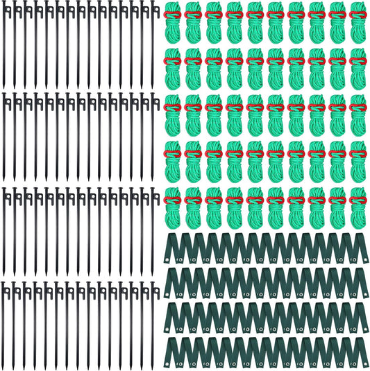 Suzile 180 Pcs Tree Stake Kit, Heavy Duty Tree Staking and Supports for Leaning Trees Include 11. 8'' Steel Stakes 15. 8'' Support Straps 13. 12 ft Ropes for Anchoring Hurricane Protection (Green)