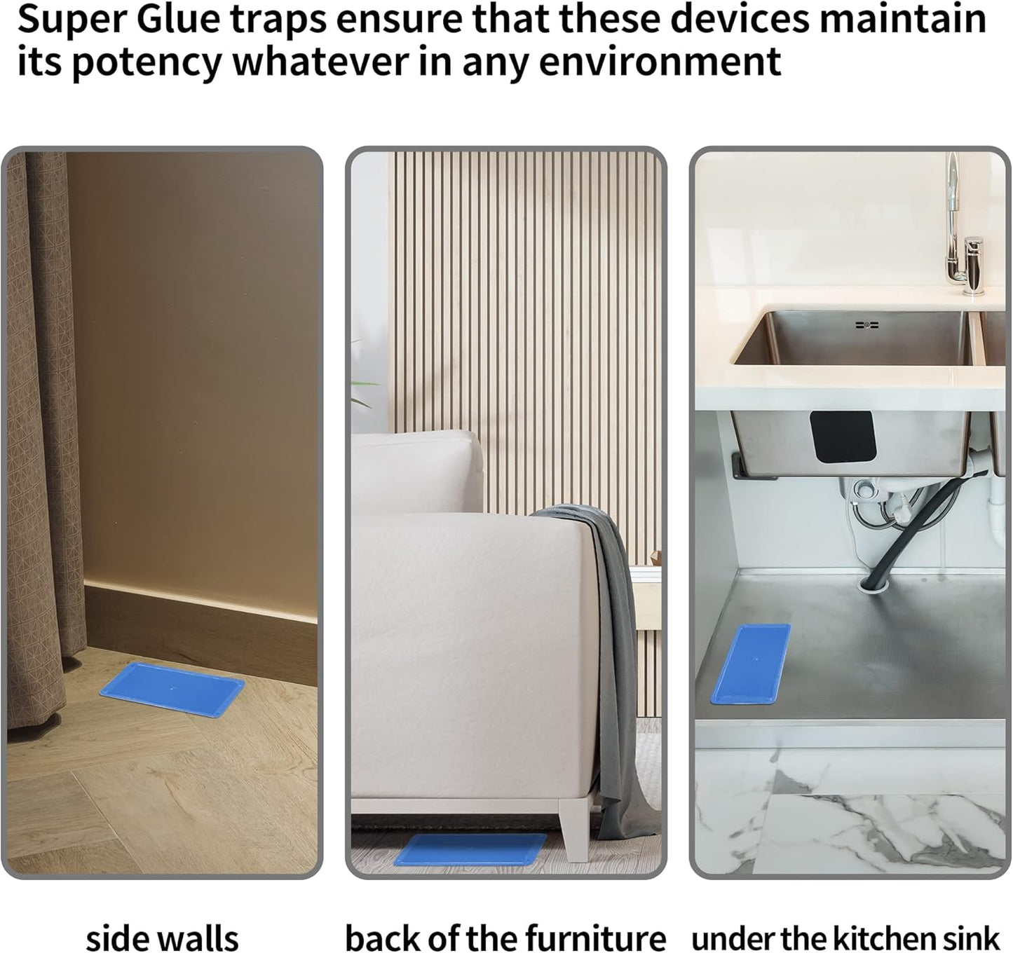 LULUCATCH Super Glue Traps 8 Pack for Mice & Snakes, Larger, Heavier Sticky Traps with Non-Toxic Glue. Sticky Mouse Traps Indoor, Easy to Set, Pet Safe Pest Control