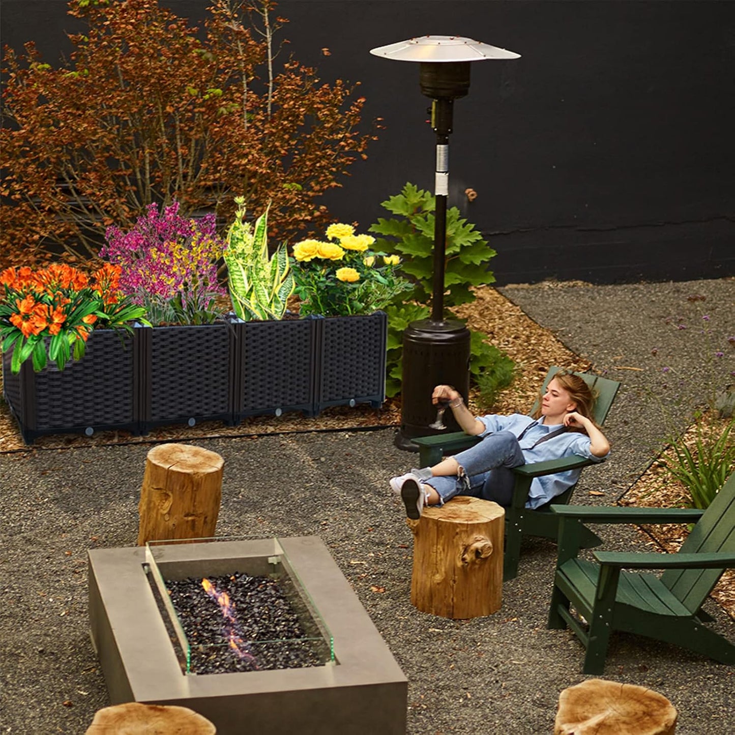 Garden Boxes Outdoor Raised Beds for Gardening Rectangular Planter Boxes Outdoor Planter Garden Box with Drain Outlet, Easy Assembly