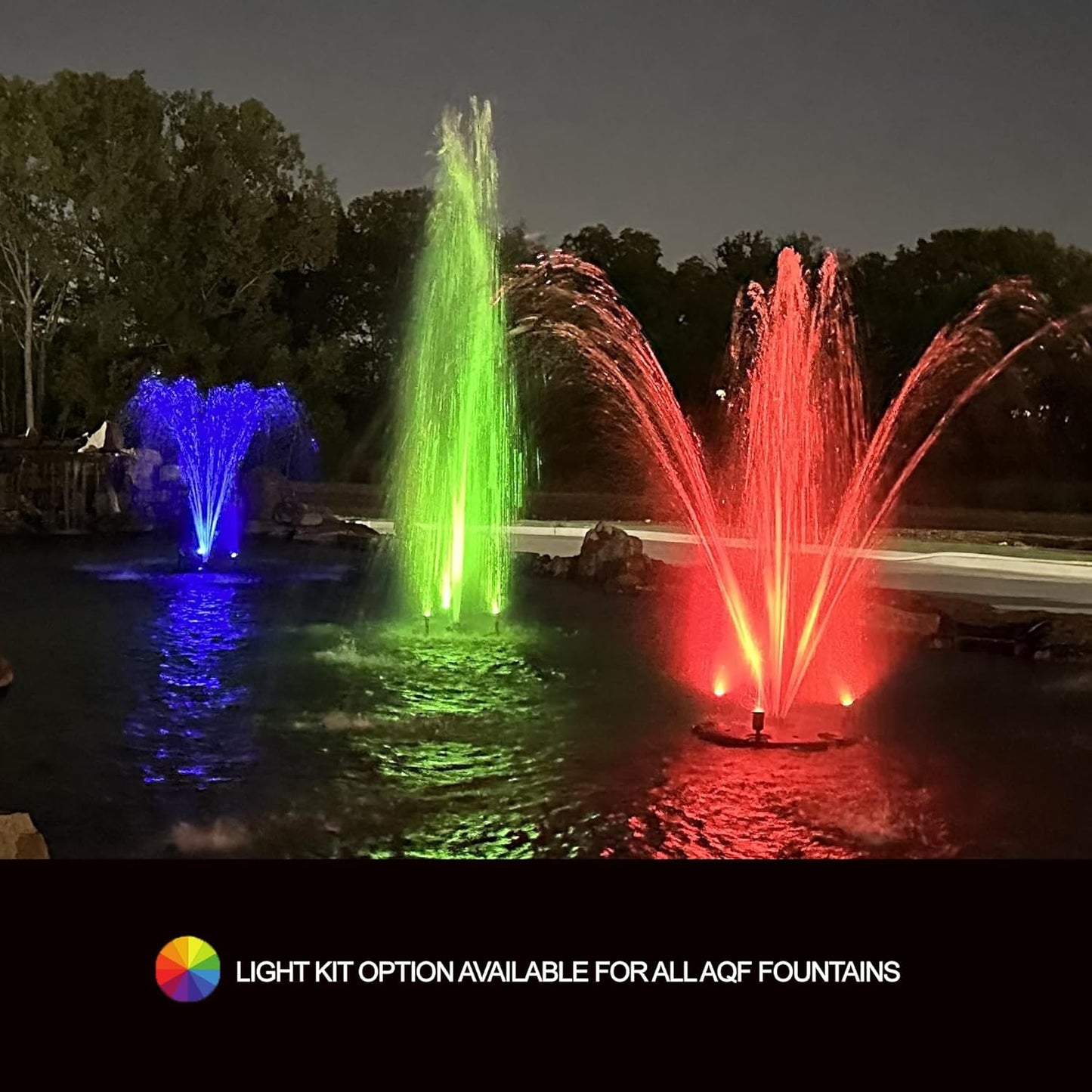 HALF OFF PONDS Floating Fountain – 3/4 HP Pond Aerator, 100' Cord – 8,000 GPH Water Pump – 11 Spray Patterns - Color-Changing LED Lights - for Ponds, Lakes & Water Gardens