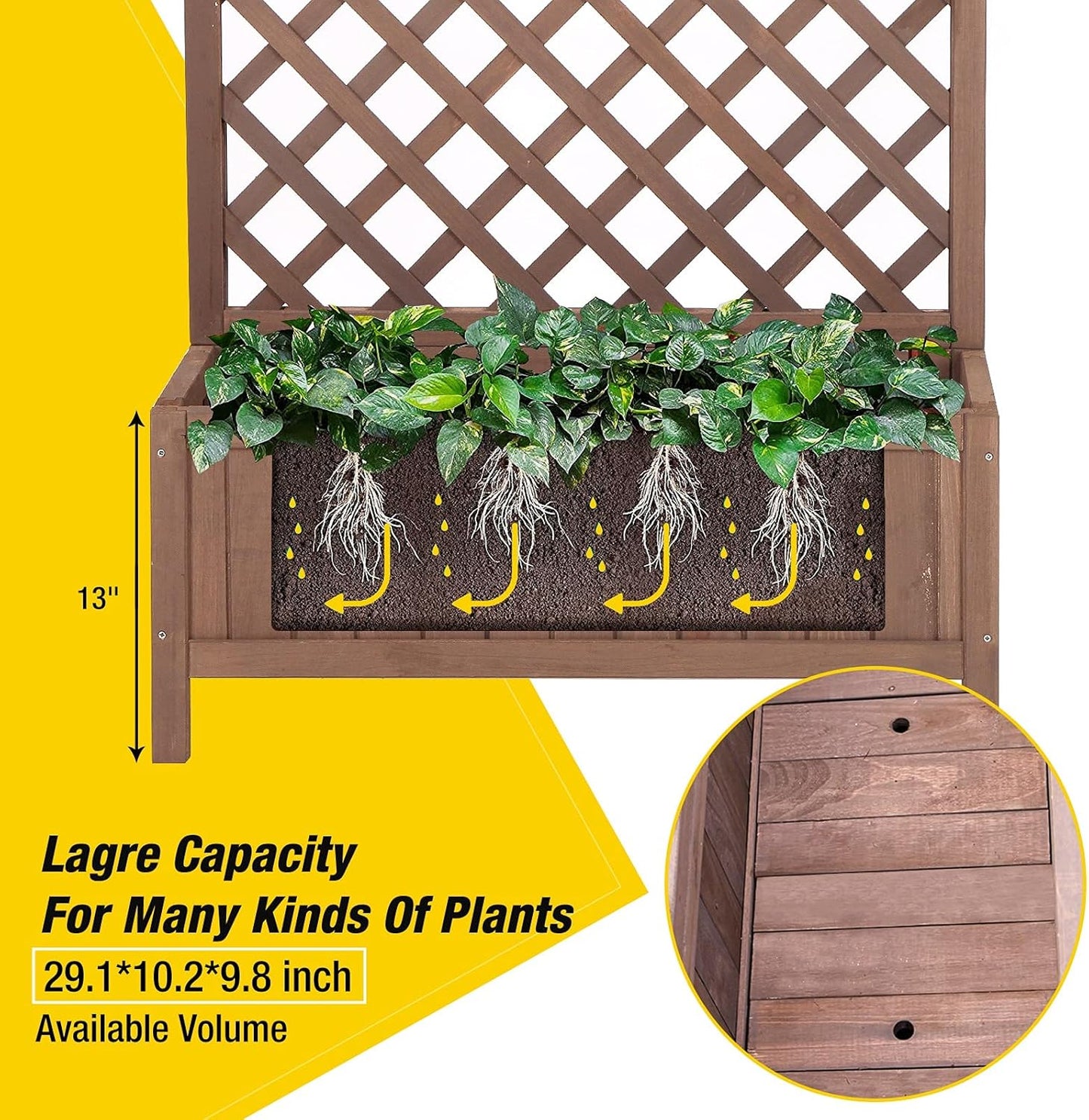 Garden Planter Box with Trellis Raised Garden Bed Outdoor for Climbing Plants, Flowers, High Capacity