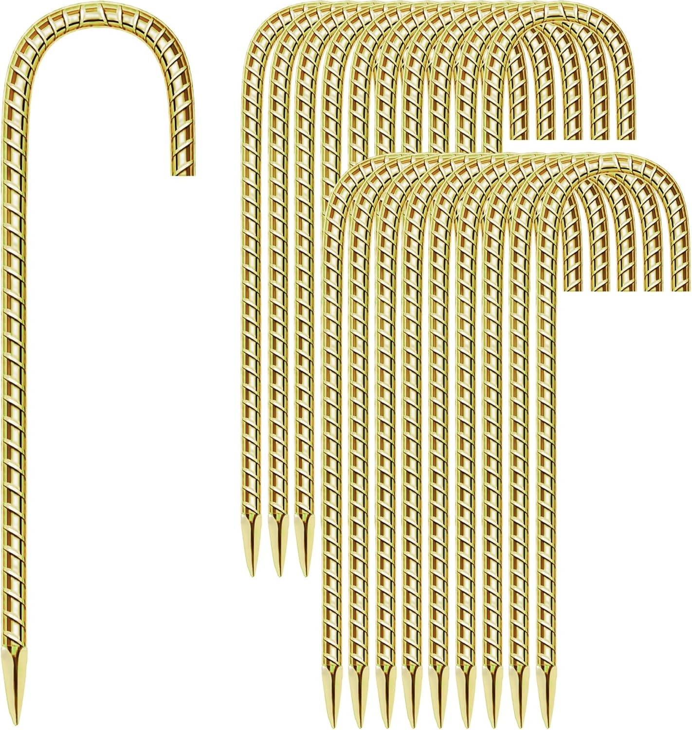 20 Pack 12 Inch Rebar Stakes Anti-Rust Galvanized Steel J Shape Hook Strong Ground Anchors for Tents, Position Kits, Fences, Trampolines Landscape Fabric for Farm Garden