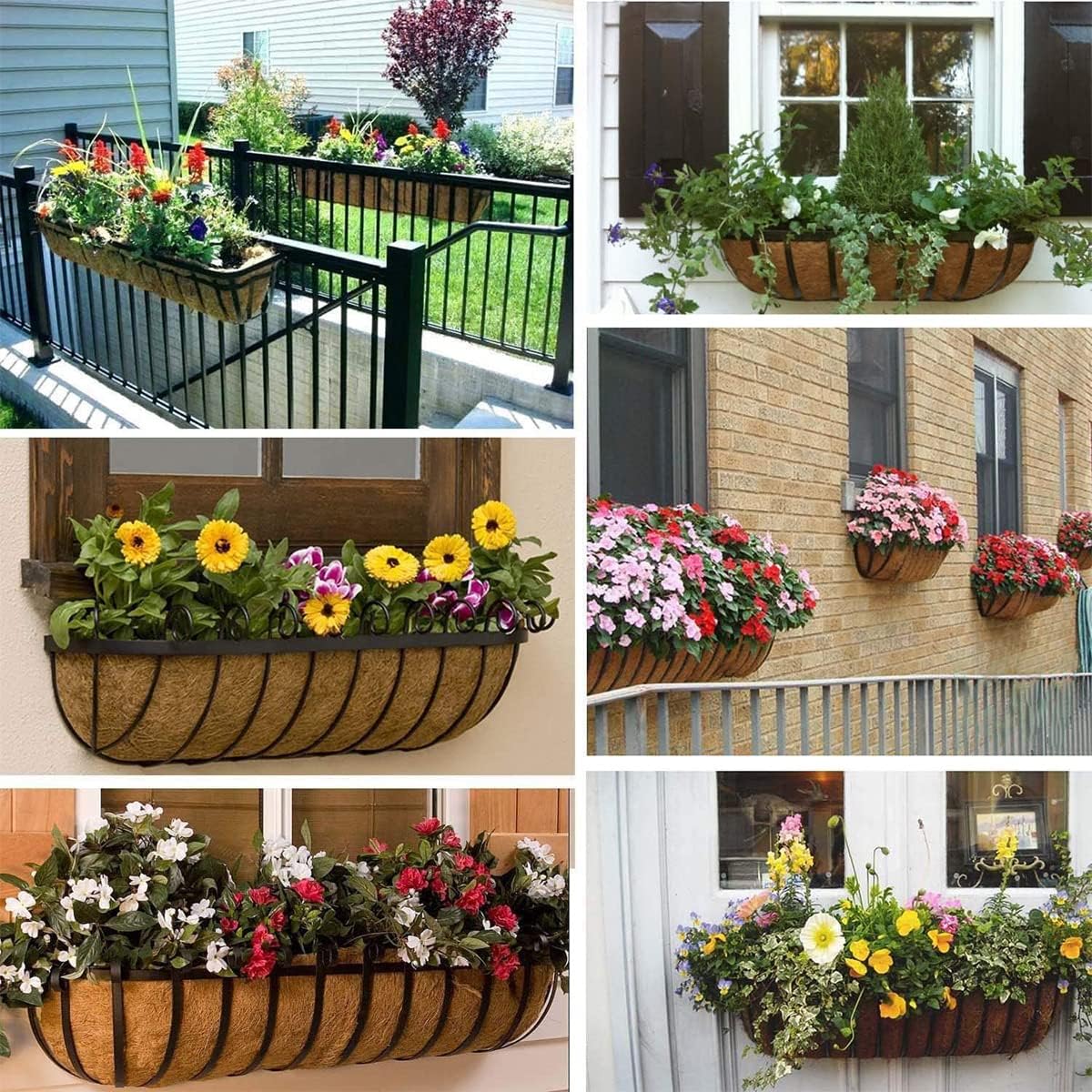 2pcs Trough Coco Liner 36 inch Wall Planter Replaceable Coco Liner for Window Box, Fence Flower Baskets