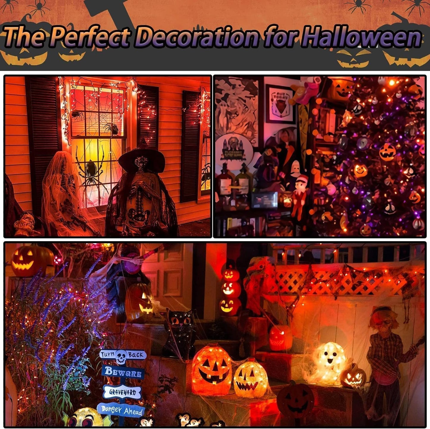 Solar String Lights for Outside, 39Ft 100 LED Solar String Lights Outdoor with 8 Modes，Solar Lights for Outside Waterproof for Yard, Fence,Balcony, Party,Christmas Tree Decorations (Orange)