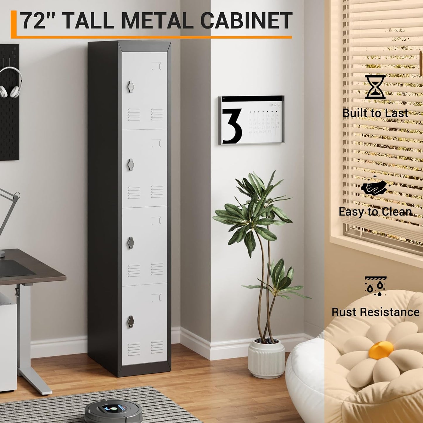 GAOMON Metal Locker, Metal Storage Locker with Shelves and Doors, Perfect for Employees and Students, Ideal for Offices, Schools, Gyms, Homes, and Garages, Assembly Required, Grey & Black