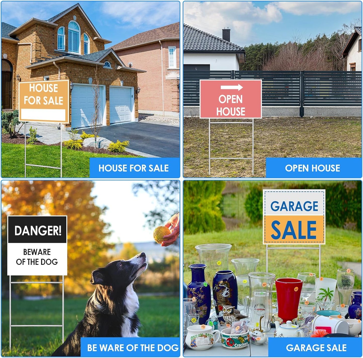 6 Pcs H Stakes for Yard Signs 30'' x 10'' Metal Heavy Duty H Frame Wire Stakes Weatherproof Metal Holder for 4mm 5mm Corrugated Signs Advertising Board Guidepost Yard Halloween Decor