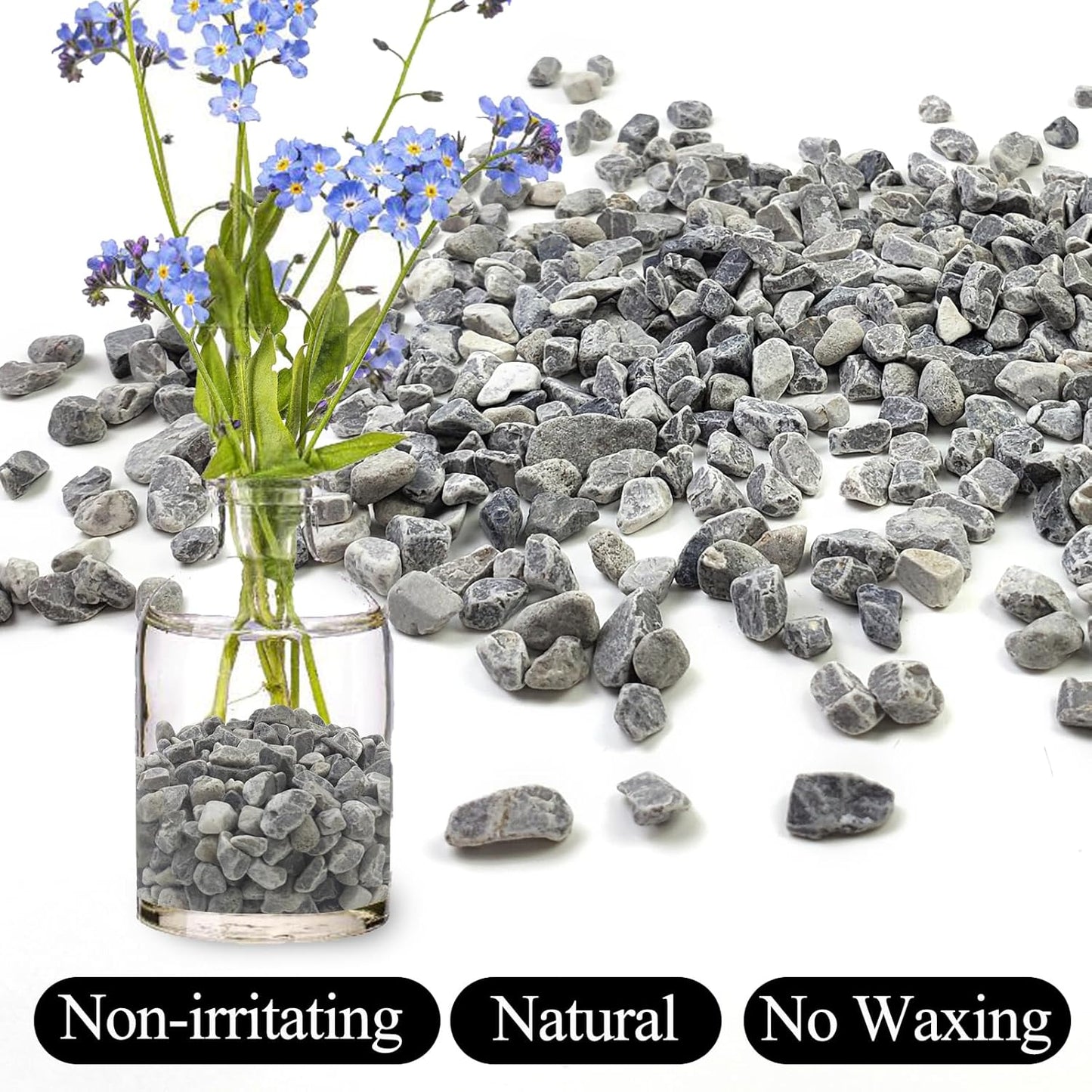 5lbs Grey Pebbles for Landscaping, 3/8inch Small Rocks for Succulent Cactus Plants, Natural Polished Pebbles, River Rocks for Plants, Vases, Garden