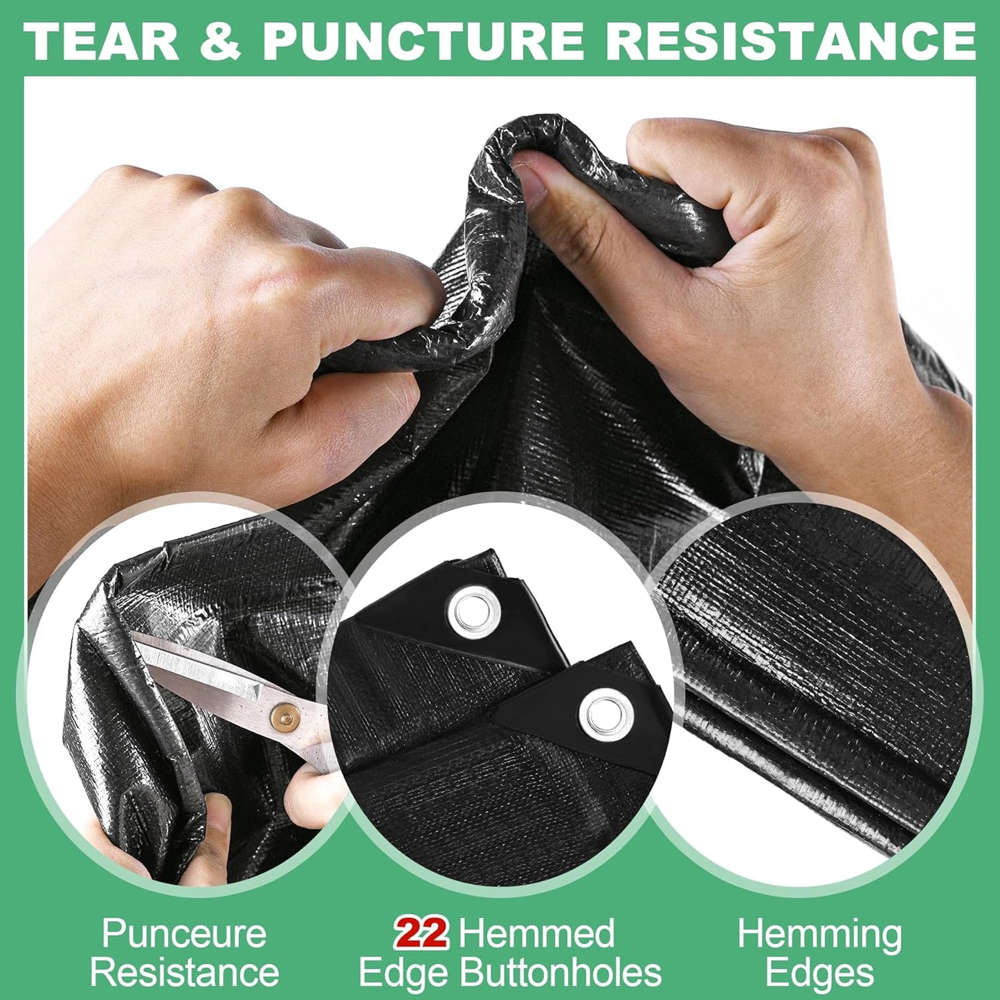 MYFAMIREA 25 x 30FT Pond Liner, 28Mil PE Preformed Pond Liner with 22 Hemmed Edge Buttonholes Sun Resistant Easy Cutting for Outdoor Ponds, Fish Koi Ponds, Garden Fountain, Waterfall Ponds