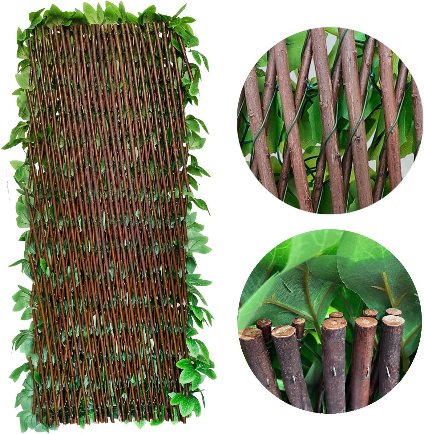 Expandable Fence Privacy Screen for Balcony Patio Outdoor,Decorative Faux Ivy Fencing Panel,Artificial Hedges (Single Sided Leaves) (4, Peony Leaf)