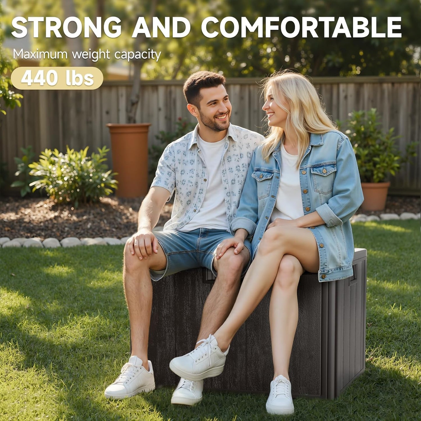 40-Gallon Resin Deck Box, Secure All-Weather Waterproof and UV-Resistant Storage for Patio, Garden, and Pool Equipment (Brown)