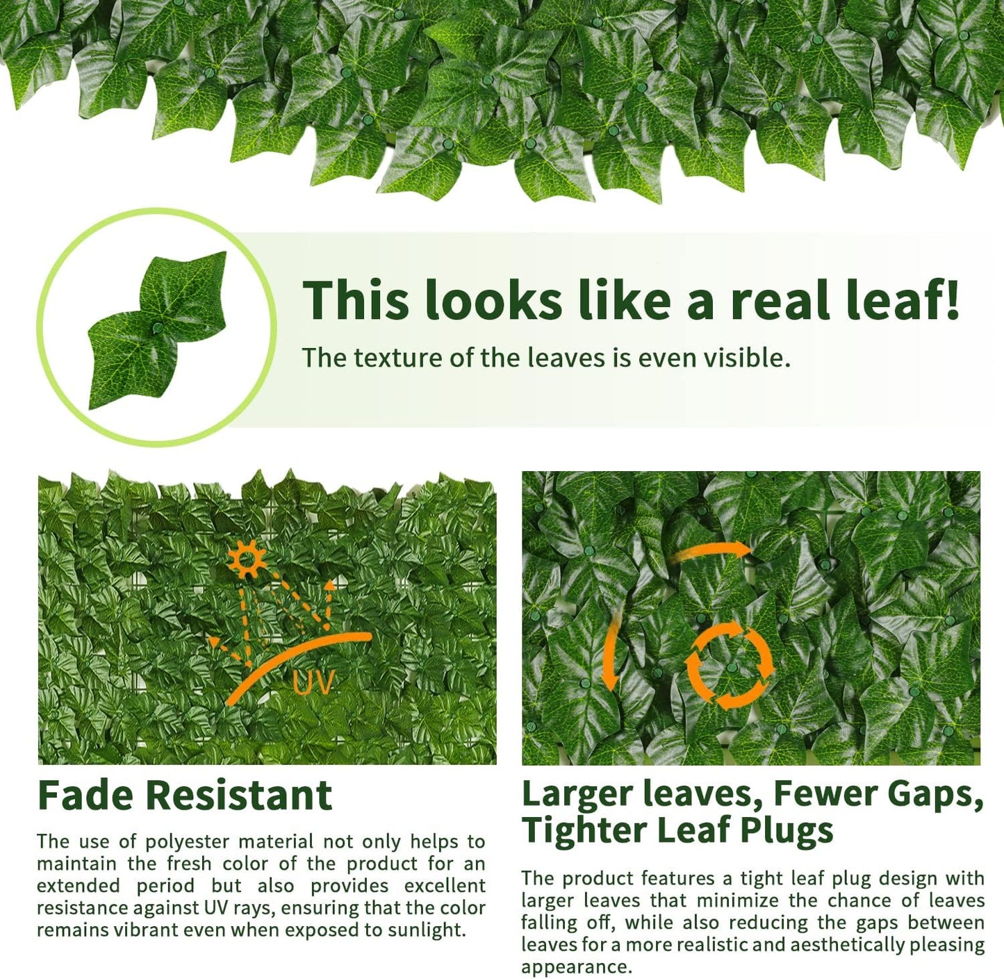 Jinwu Artificial Ivy Privacy Fence Screen, 39.4x118 in Artificial Faux Ivy Hedge, Expandable Faux Privacy Fence with 80 pcs Zip Ties, Decoration for Outdoor Garden, Color Printing Sweet Potato Leaves