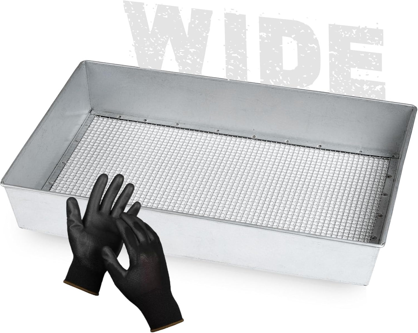 Soil Sifter, Wide Size (17.5 x 11.5 inches) with 1/4-inch Mesh, Garden Sieve for Dirt, Sand, Rocks, and Compost