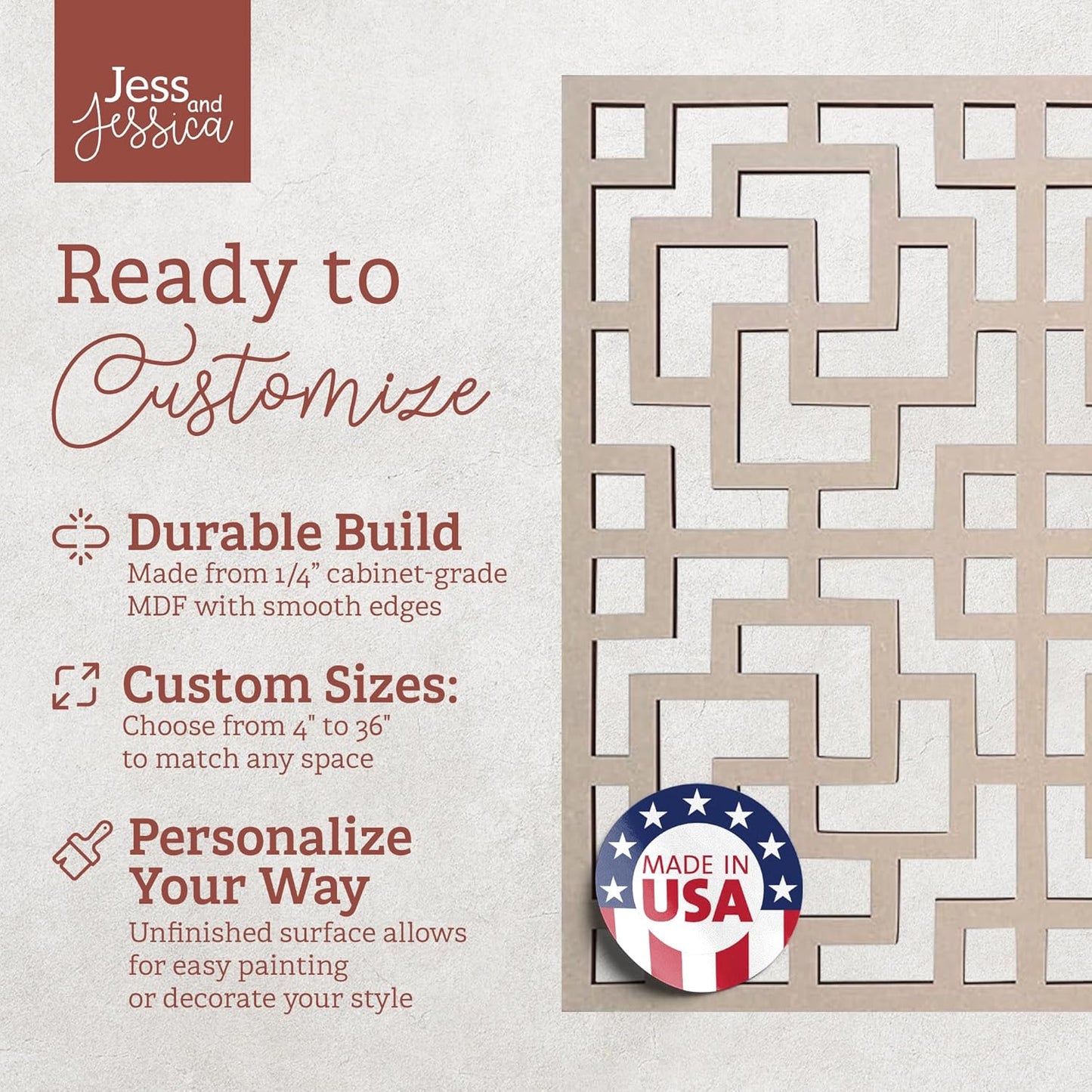 Lattice Panel with an Aztec Decorative Design MDF Home & Yard Décor - Wall Panel - Privacy Screen - Trellis - Indoor and Outdoor Use