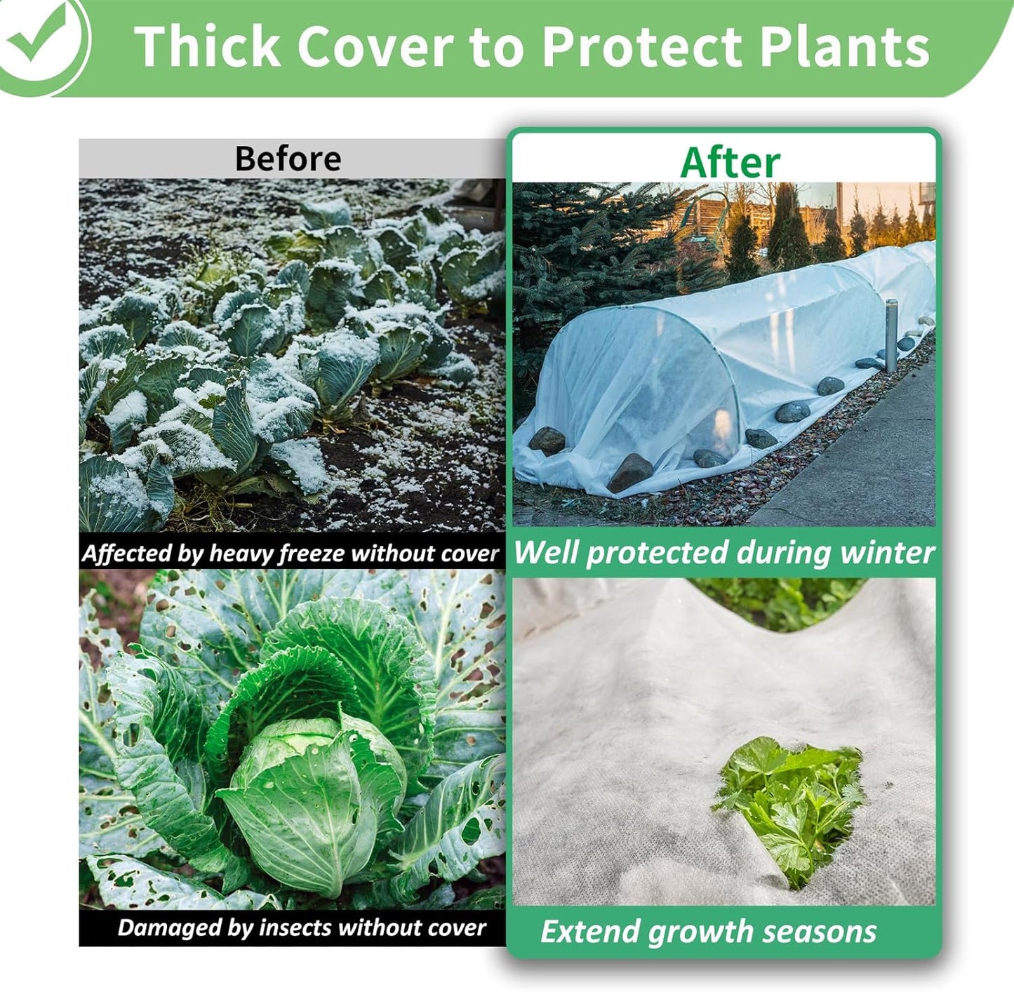 SPORTYOUTH 2 Packs Plant Covers Freeze Protection 10 x 30 FT 1.2 oz/yd² Frost Cloth Blankets Large Thicker Garden Floating Row Cover Fabric for Outdoor Plants Winter Cold Fruits Pests Protection