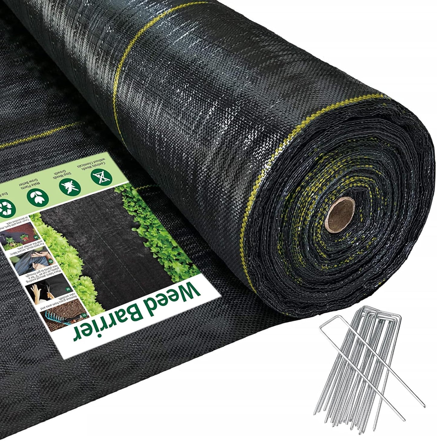 4ft x100ft Black Weed Barrier Landscape Premium Fabric-Heavy Duty Woven Ground Cloth with Superior Permeability Weed Control Convenient Design