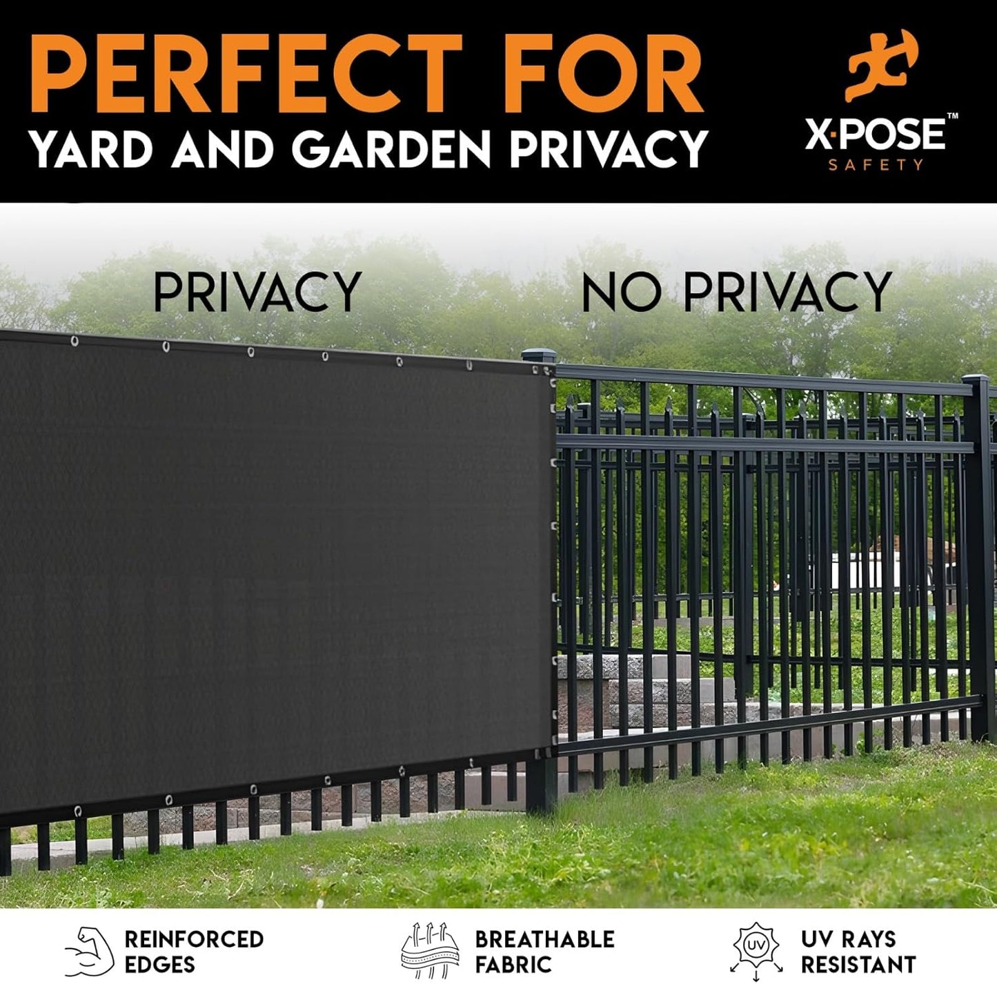 Xpose Safety Privacy Fence Screen 4’ x 50’ – Heavy Duty Black Mesh with 90% Visibility Block, UV Protection – Includes Cable Ties – for Garden, Yard, Nursery, Kennel, Dog Run, Greenhouse