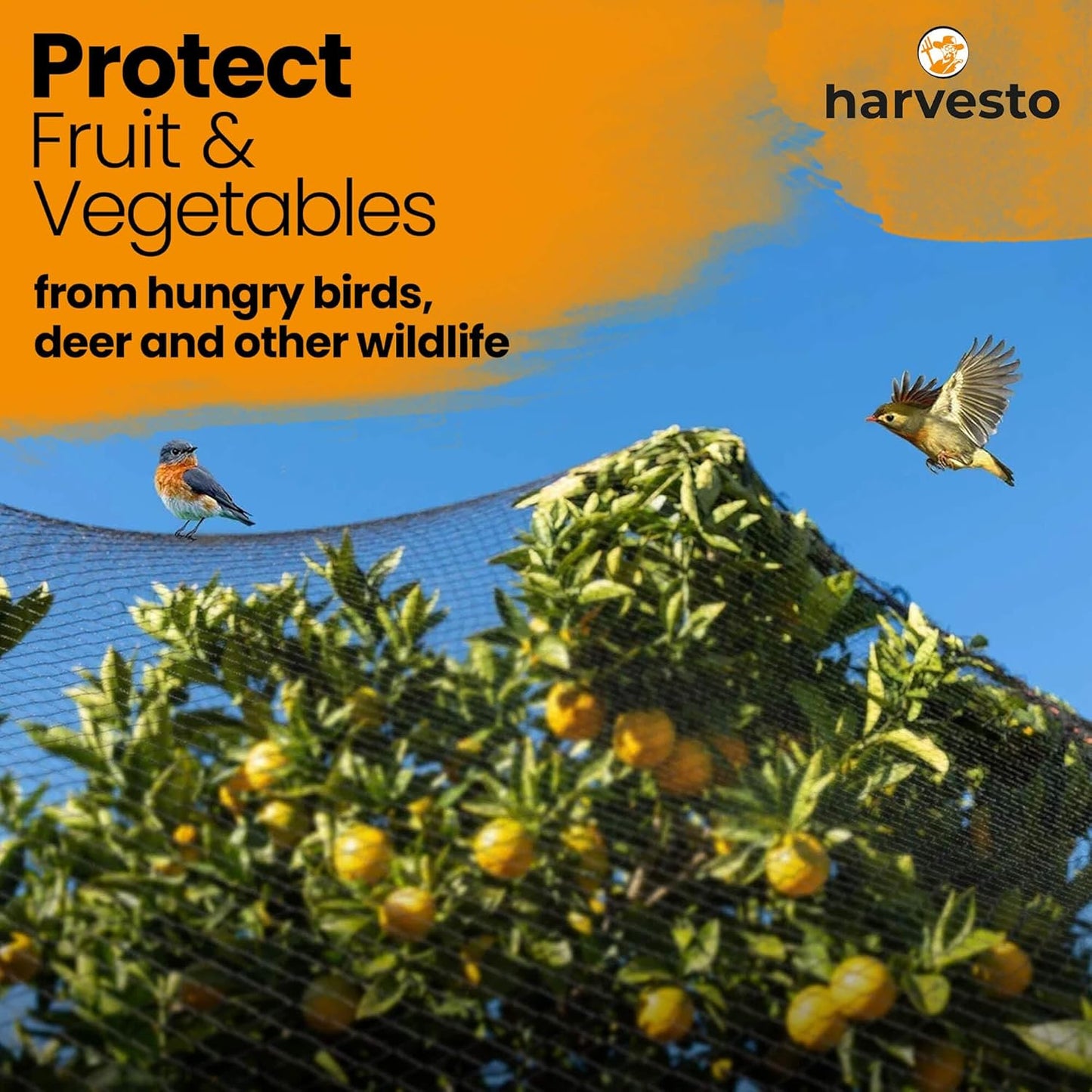 Heavy Duty Bird Netting for Chicken Coops & Runs | Tree & Garden Netting Mesh 1-1/2" | Keep Hawks, Birds & Predators Away | Bird Netting for Blueberry Bushes, Vegetables & Fruit (50' x 50’)