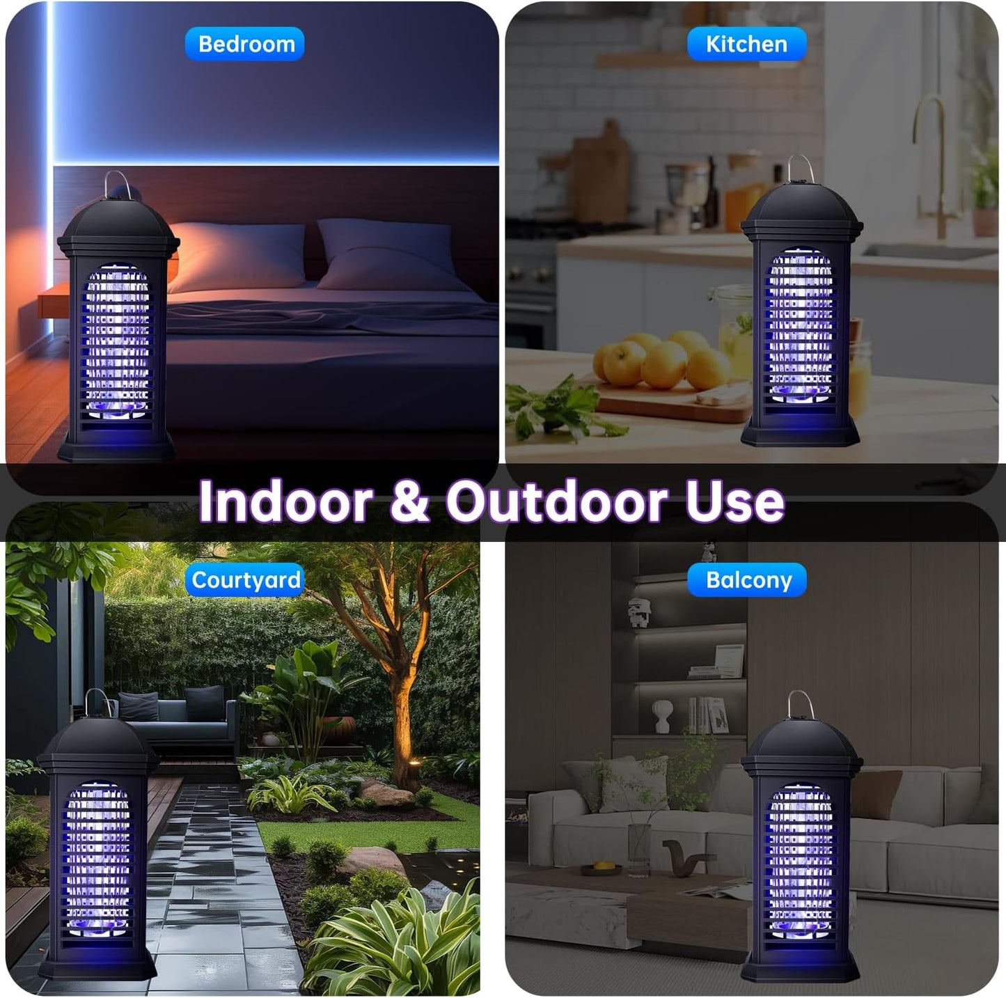 Bug Zapper,1800V 11W UV Insect Pest Fly Killer, IPX4 Waterproof Electric Fly Zapper for Indoor/Outdoor Use, Mosquito Killer for Home and Garden, Black