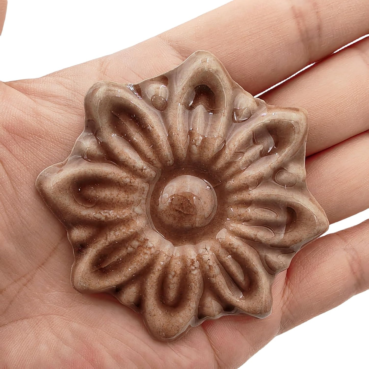 500g/1.1lb Random Color Irregular Ceramics Mosaic Tiles,DIY Making Creative Ceramic Mosaic Tiles for DIY Craft Plates Flowerpots Vases Cups Mosaic Making Supplies (Coffee Flowers + Leaves)