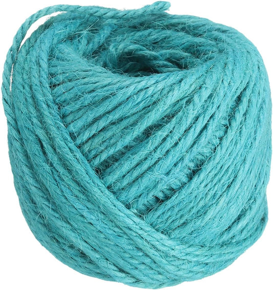 uxcell 164 Feet Natural Jute Twine String,3mm Thin Garden Twine Rope Colored Plant String Cord for DIY Art Crafts Gift Wrapping Decoration Packing Gardening Plant Hanger,Bright Blue