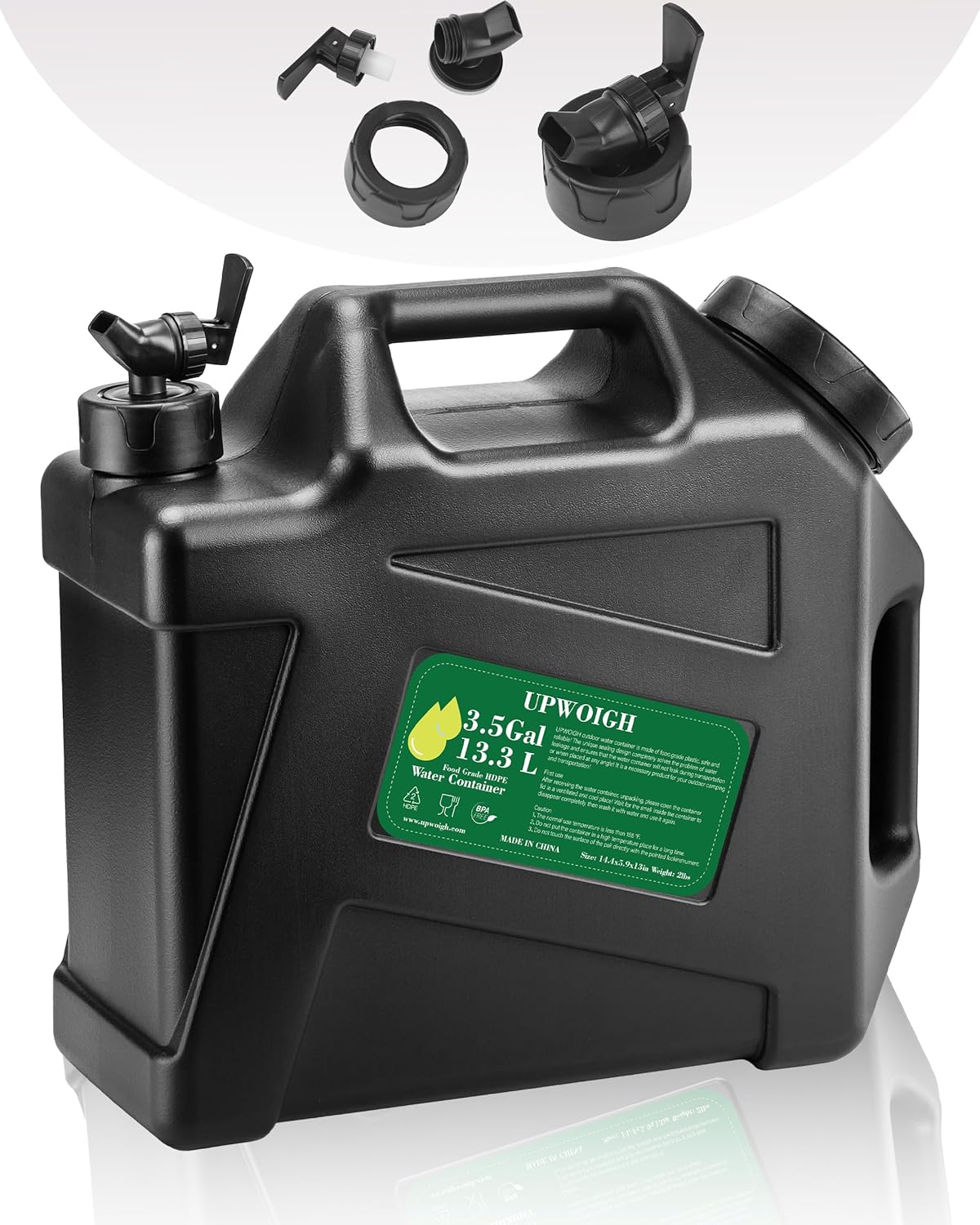 3.5 Gallon Water Jug(14.5x13.3x6in), Overlanding Gear Water Containers Spigot, Camping Essential Truly Leak-Proof Press Faucet Black Water Tank,BPA Free Portable Water Storage for Outdoors Hiking RV