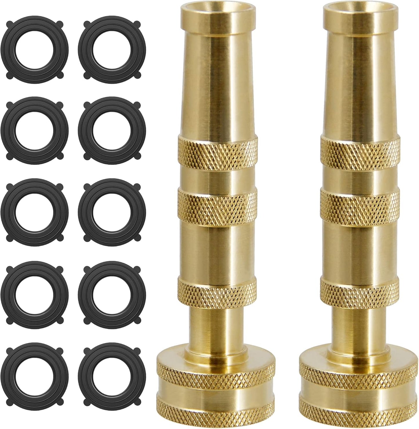 Biswing Brass Hose Nozzles, Heavy-Duty Brass Adjustable Twist Hose Nozzle, 2 Pack (4"), VI3432