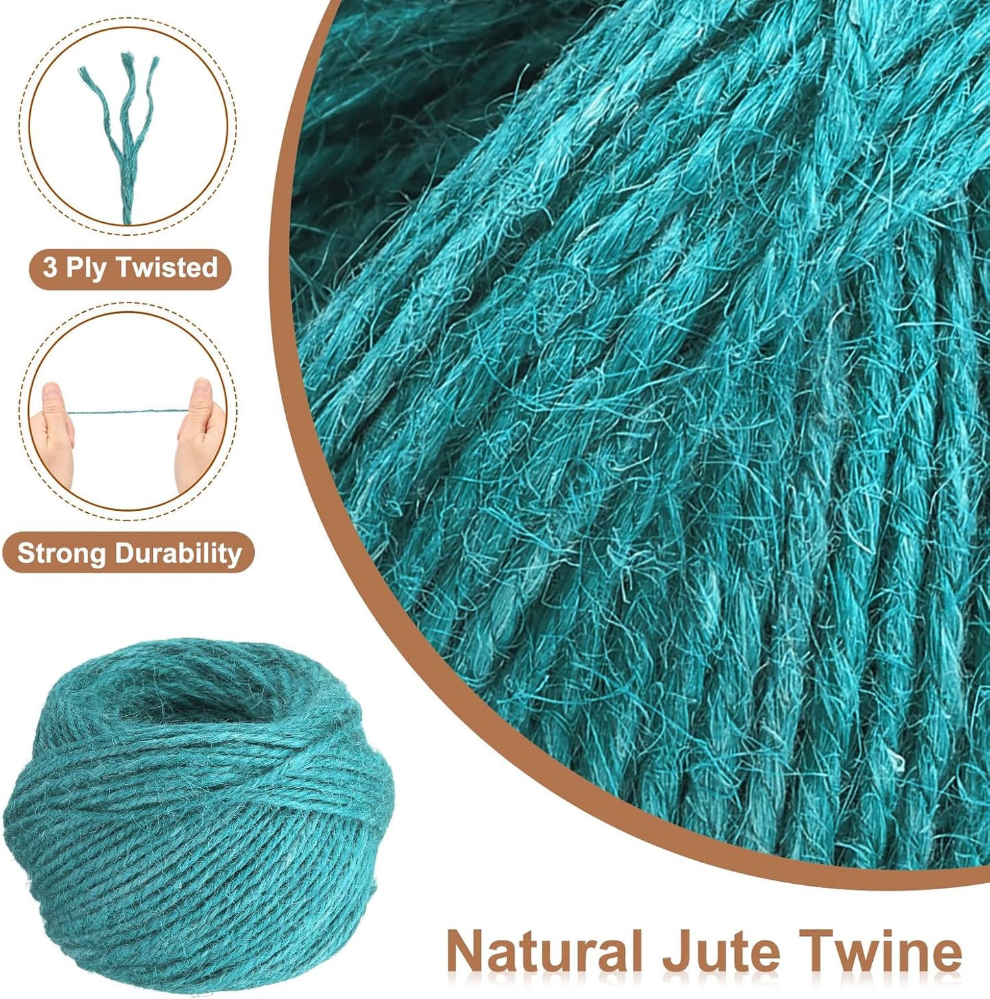 uxcell 164 Feet Natural Jute Twine String,2mm Thin Garden Twine Rope Colored Plant String Cord for DIY Art Crafts Gift Wrapping Decoration Packing Gardening Plant Hanger,Bright Blue