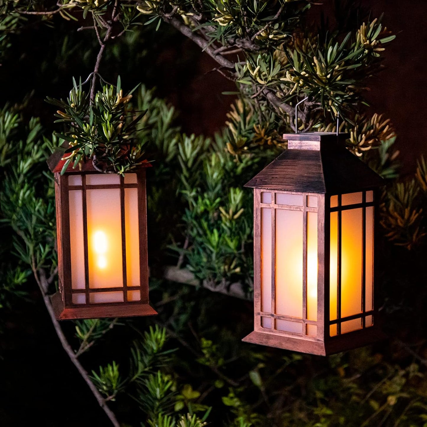Afirst Solar Lantern Outdoor, Hanging Lights Decorative Outdoor Lighting Waterproof Umbrella Lights for Patio Garden, Table,Party Decor, 2 Pack