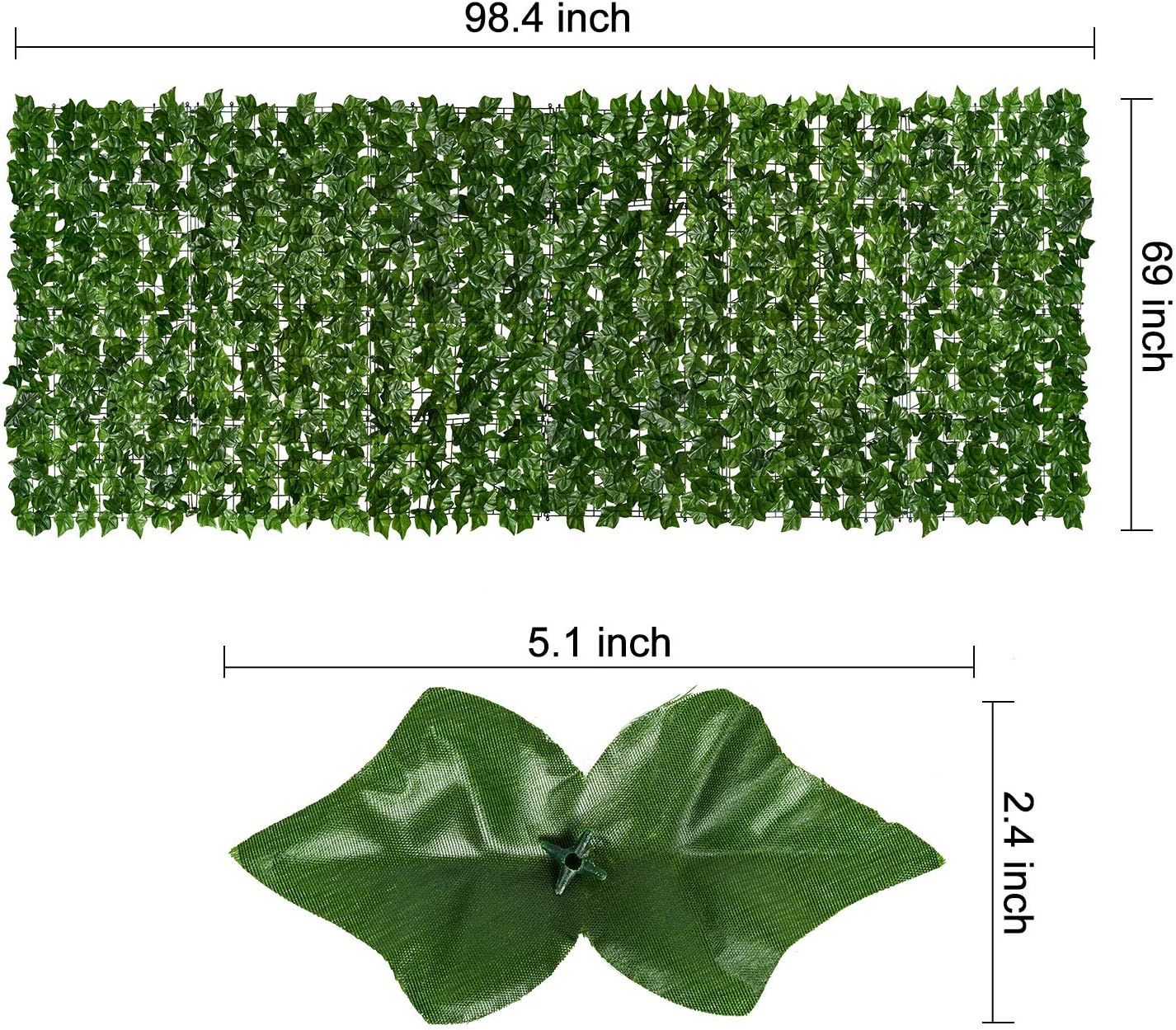 DearHouse Artificial Ivy Privacy Fence. 98.4x69in Artificial Hedges Fence and Faux Ivy Vine Leaf Decoration for Outdoor Indoor Garden Decor