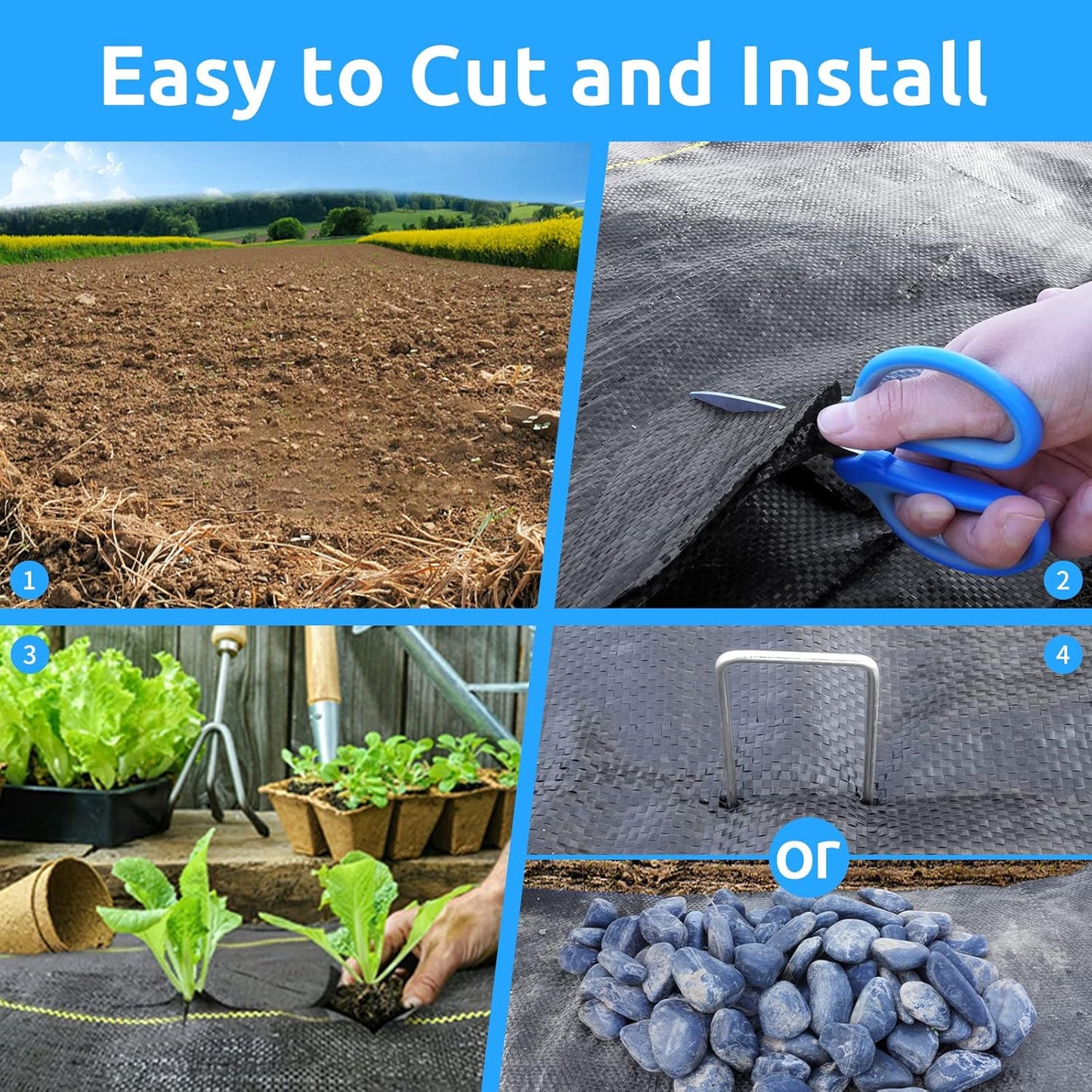 4ft x50ft Black Weed Barrier Landscape Premium Fabric-Heavy Duty Woven Ground Cloth with Superior Permeability Weed Control Convenient Design