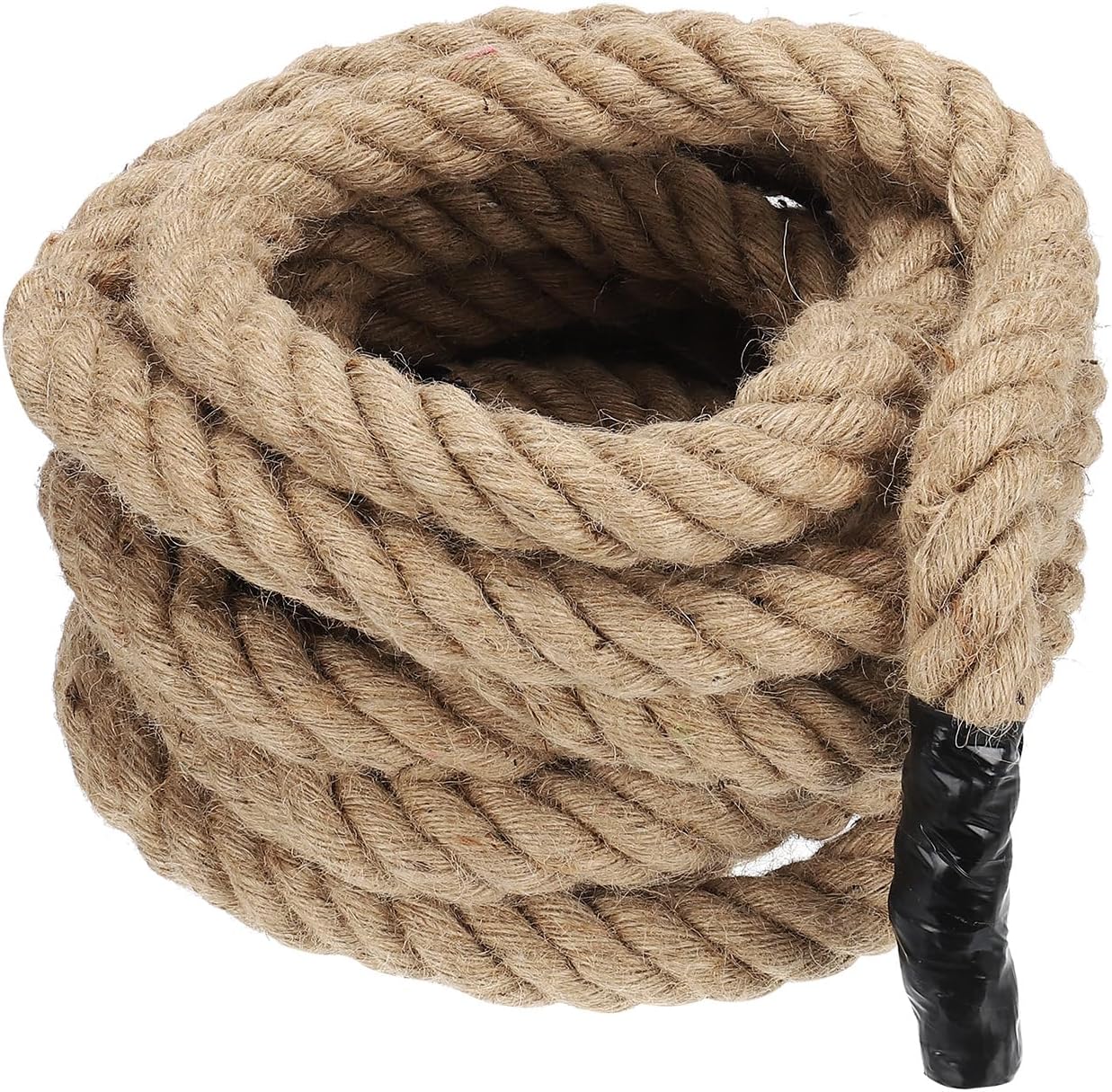 PATIKIL 1-1/4" x 25 Ft Twisted Manila Rope Jute Rope Natural Thick Jute Rope Twine Burlap Rope for Docks Railings Bundling Craft Tug of War Decorating