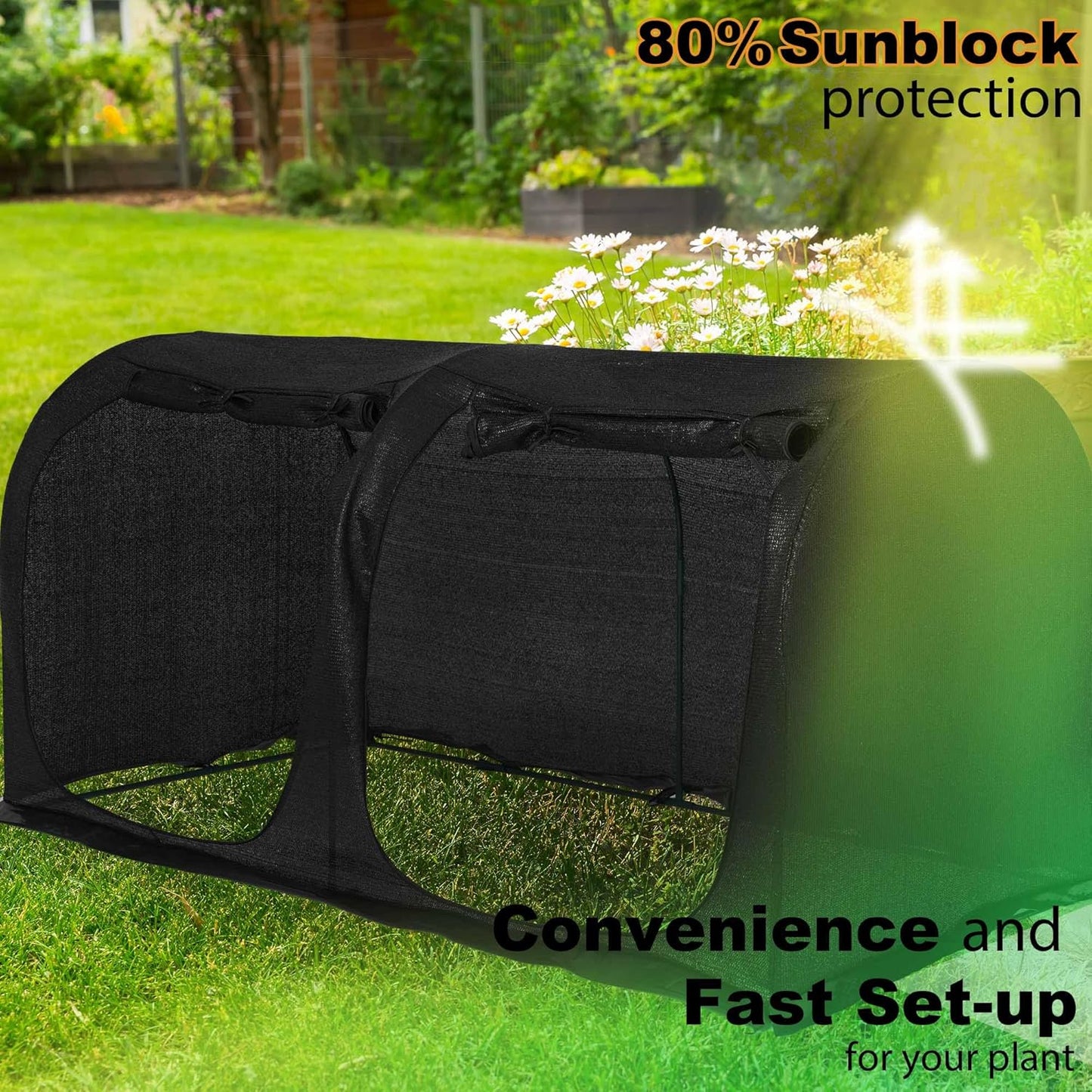 Large Tunnel 8.2'x4' Sunshade Cloth Gardening Net,Easy Set up 4FT Tall Crops Shade Cover, UV Resistant Plant 80% Sunblock Net for Vegetables,Fruits and Mini Flower Pot with Stakes and Carry