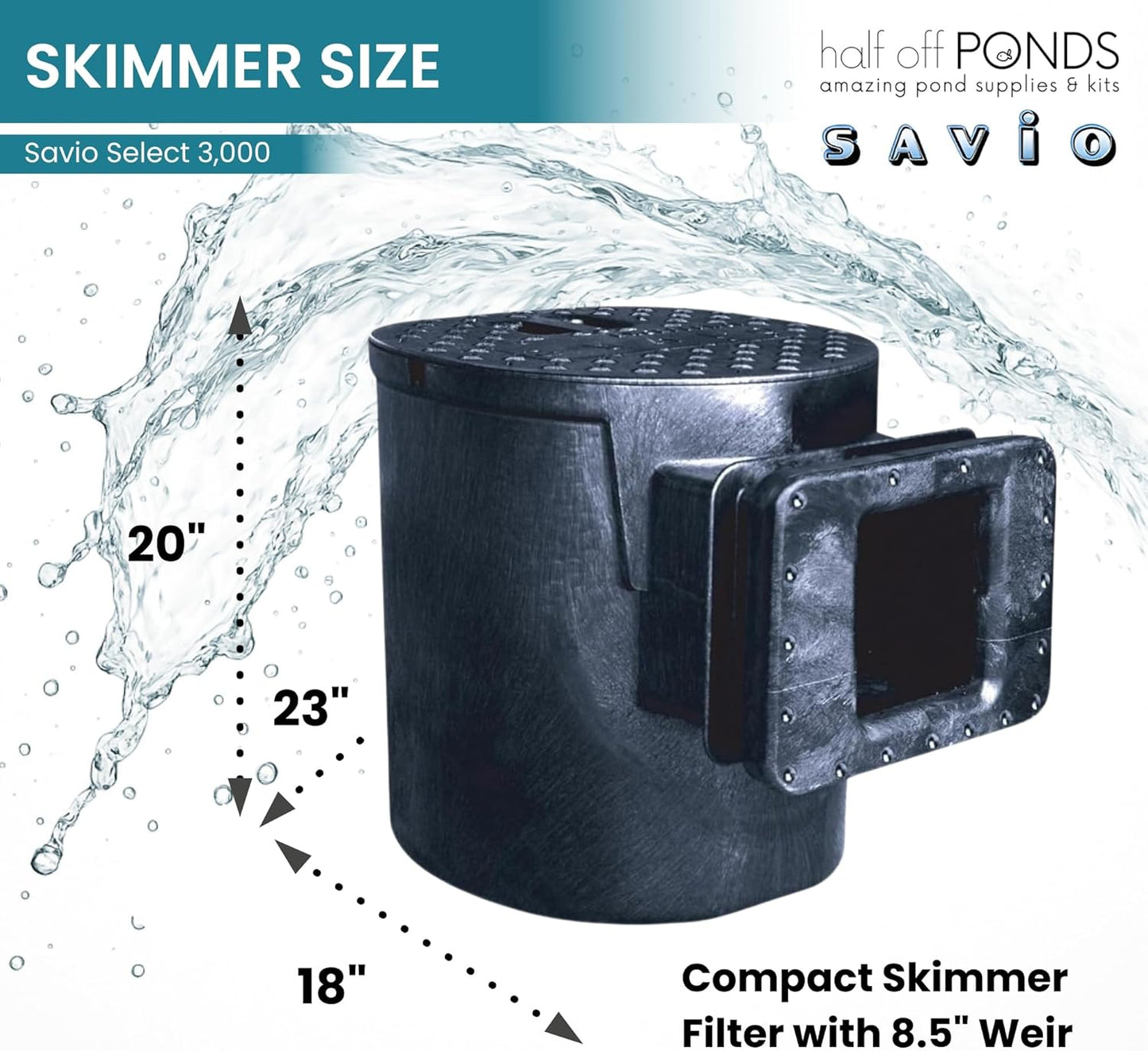 HALF OFF PONDS Savio Select 3,000 GPH Submersible Pump Pond Kit with 15' x 15' PVC Plastic Pond Liner, UV Clarifier for Water Garden & Koi Pond