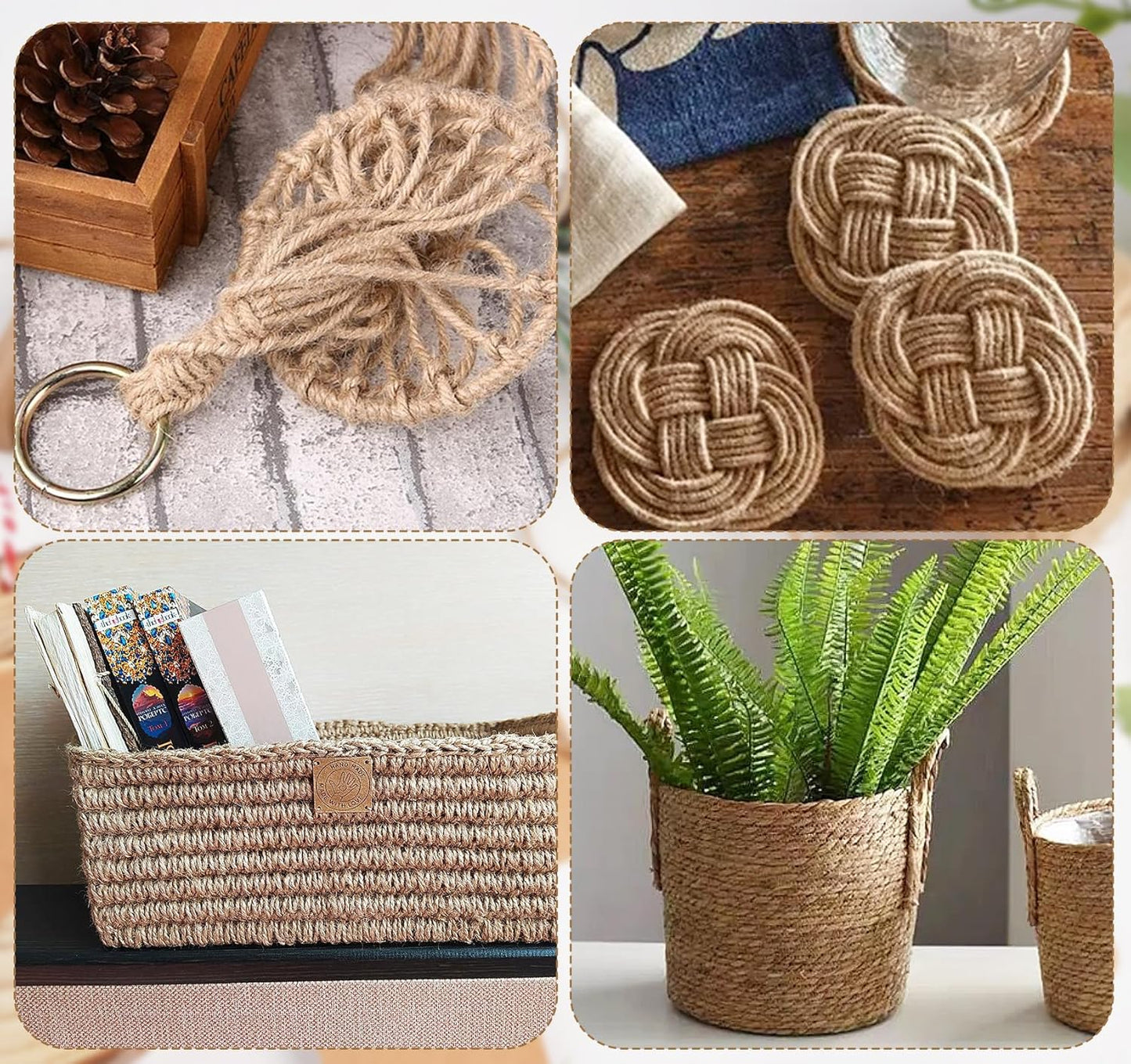 5mm Jute Twine,197 Feet/60M Twisted Jute Rope, Garden Twine, Heavy Duty and Thick Twine Rope, Garden, Arts & Crafts, Home Decor, Packaging Braided