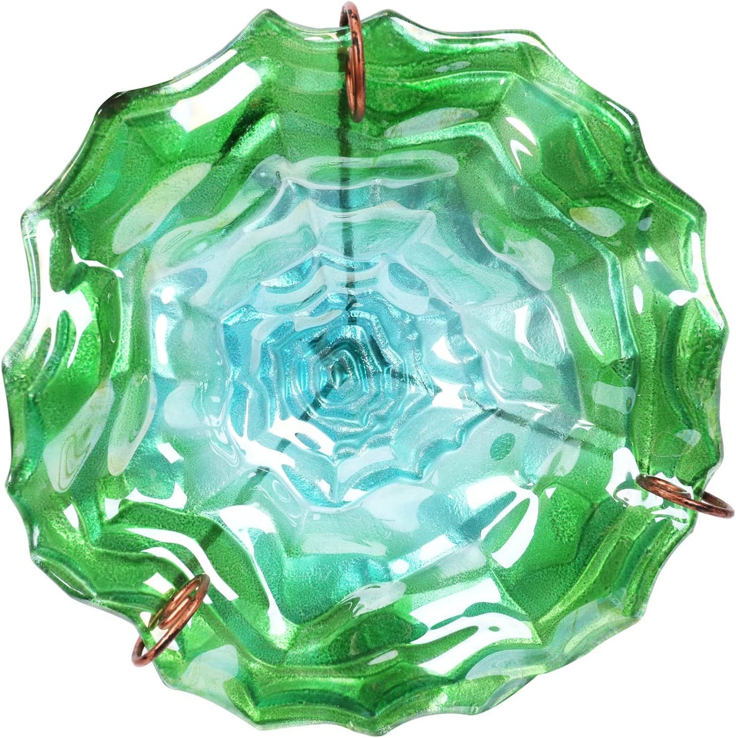 VCUTEKA Bird Bath Glass Outdoor Birdbaths Garden Yard Decor Bird Feeder with Metal Stake Green