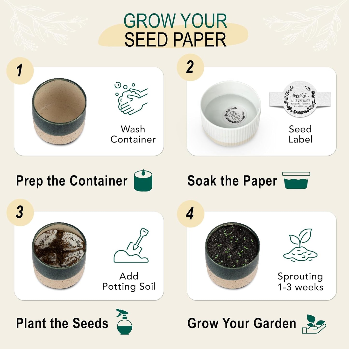 The Growing Candle, Wild Flower Scented, 8.5oz Ceramic Pot, Single Wick Aromatherapy Candles, 100% Soy for Women and Men, Willow