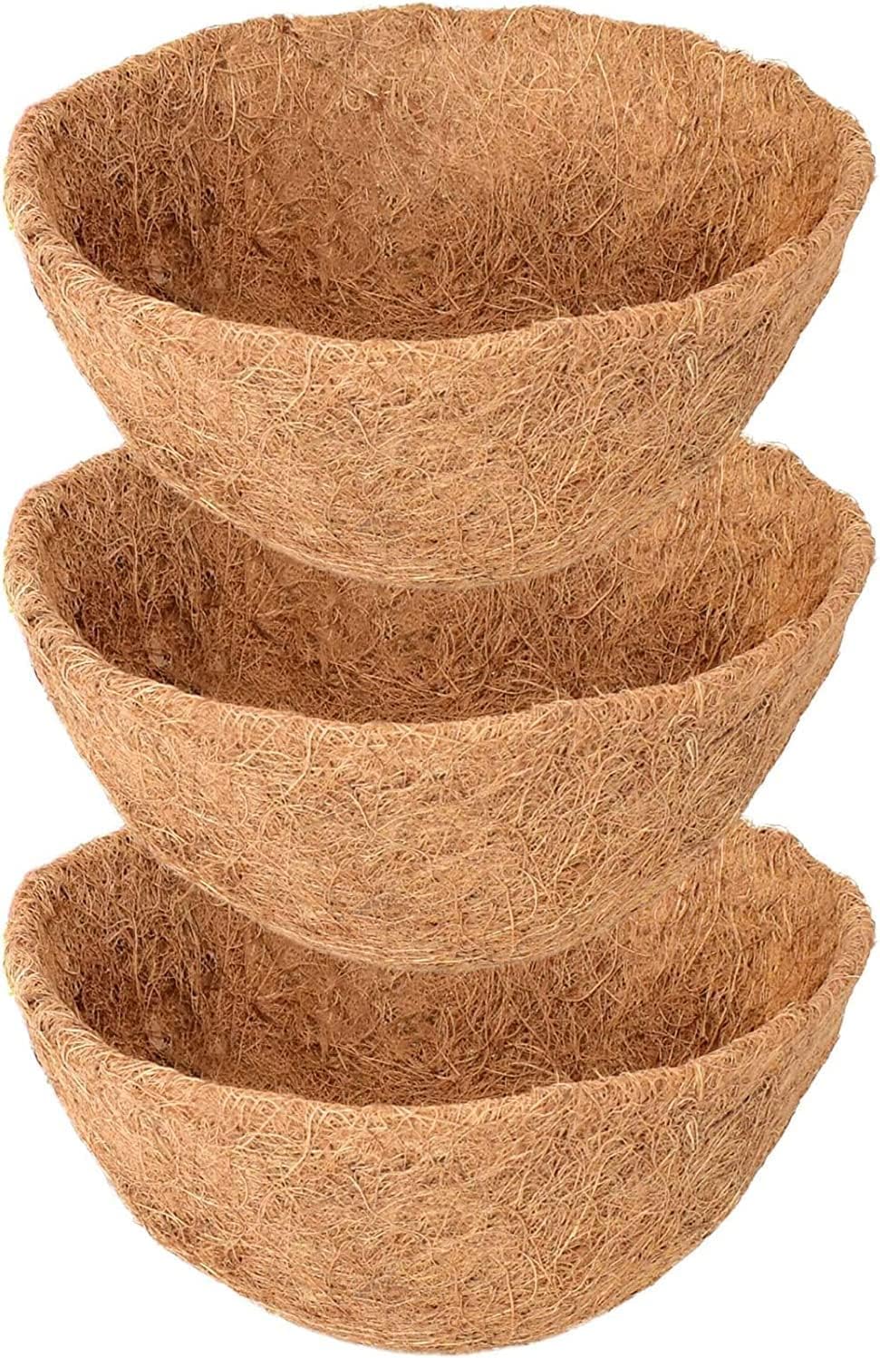 Legigo 3 Pack 20 Inch Hanging Basket Coco Liners Replacement, 100% Natural Round Coconut Coco Fiber Planter Basket Liners for Hanging Basket Flowers/Vegetables