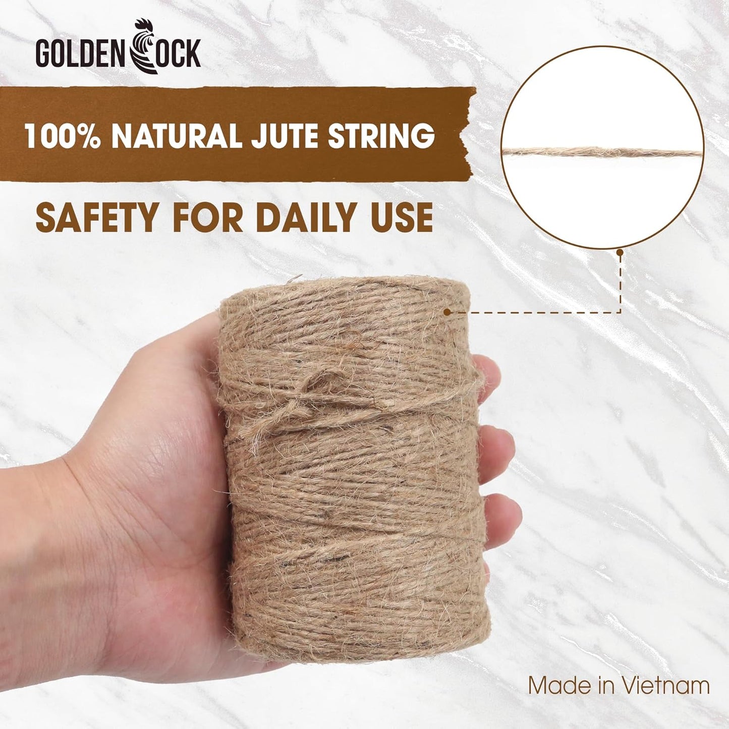 2mm - 600FT Natural Jute Twine Rope String - for Crafts Gardening Plant Accessories Gift Wrapping, Arts Packing Material Christmas Twine Bulk Wedding Decor