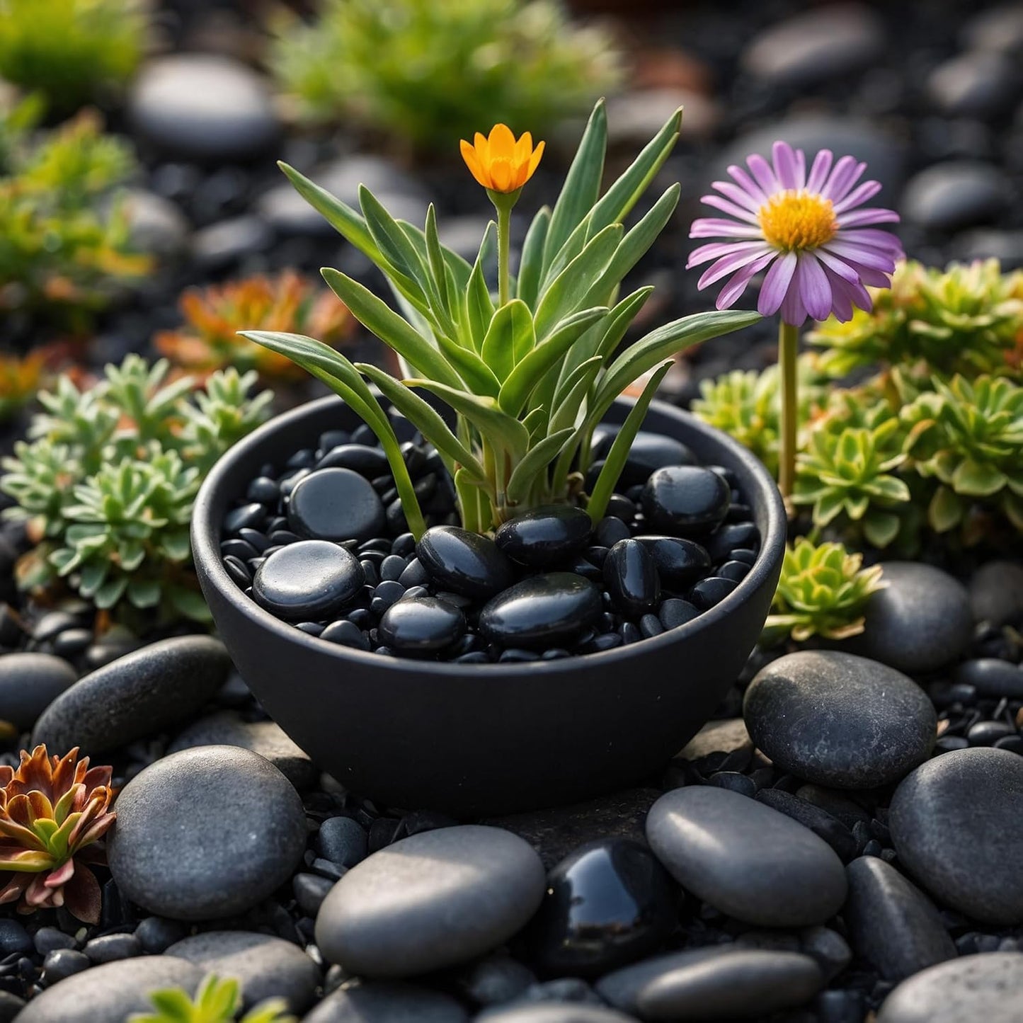 5lbs Large Pebbles for Indoor Plants, 2-3 Inch Natural Black River Rocks for Aquarium, High Polished Decorative Stones for Vase Filler Fish Tank Landscaping Garden