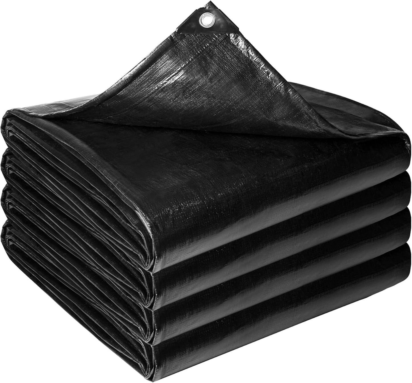 Reinforced PE Pond Liner 25 x 25 FT, 28 Mil Sun Resistant Preformed Pond Liner, Hemmed Edge with Buttonholes Liner for Outdoor Large Ponds, Fish/KOI/Duck Pond, Garden Waterfall, Waterscape, Black