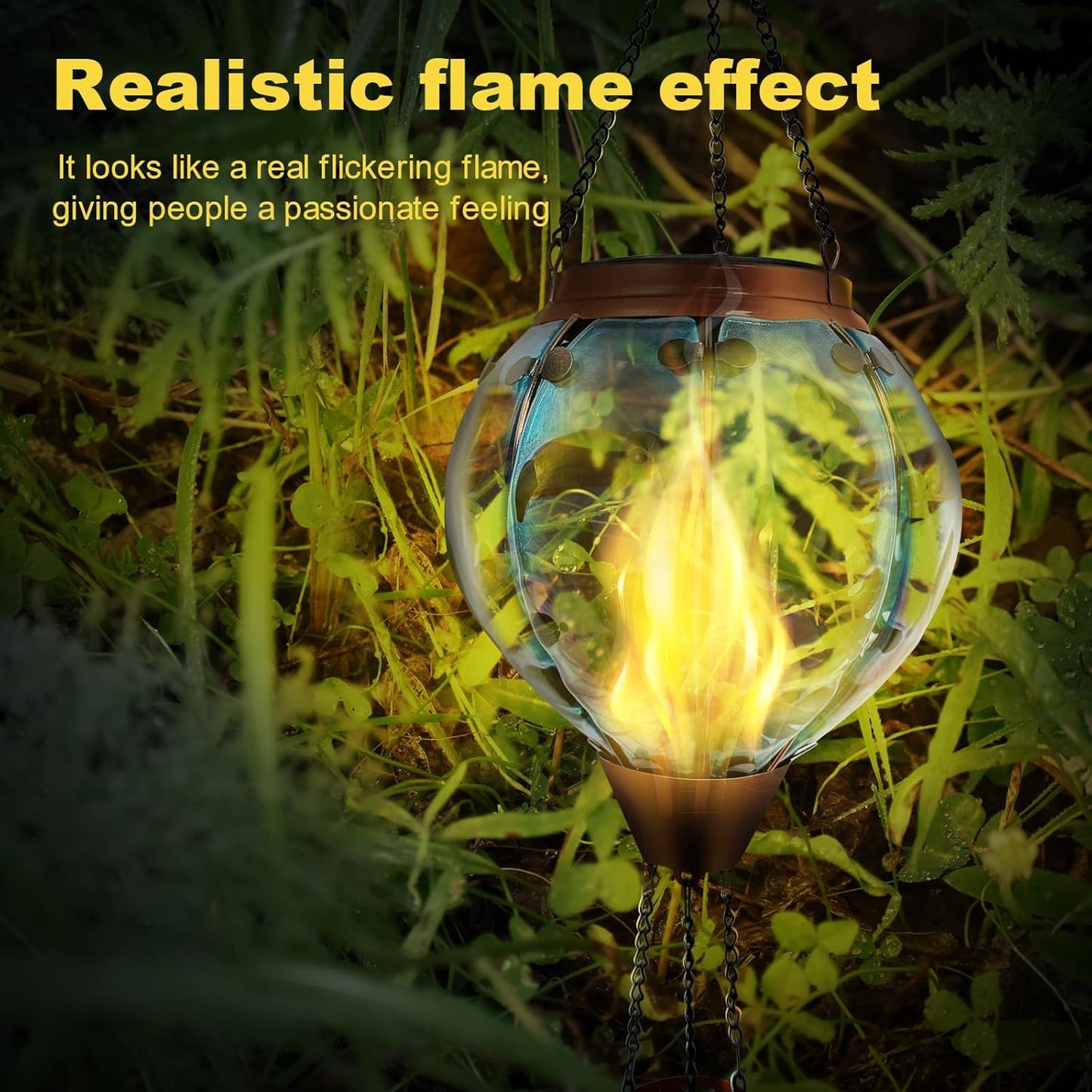Hot Air Balloon Solar Lantern with Flickering Flame Outdoor Waterproof Decorative Hanging Light for Garden,PatioYard,Party and Christmas Decoration