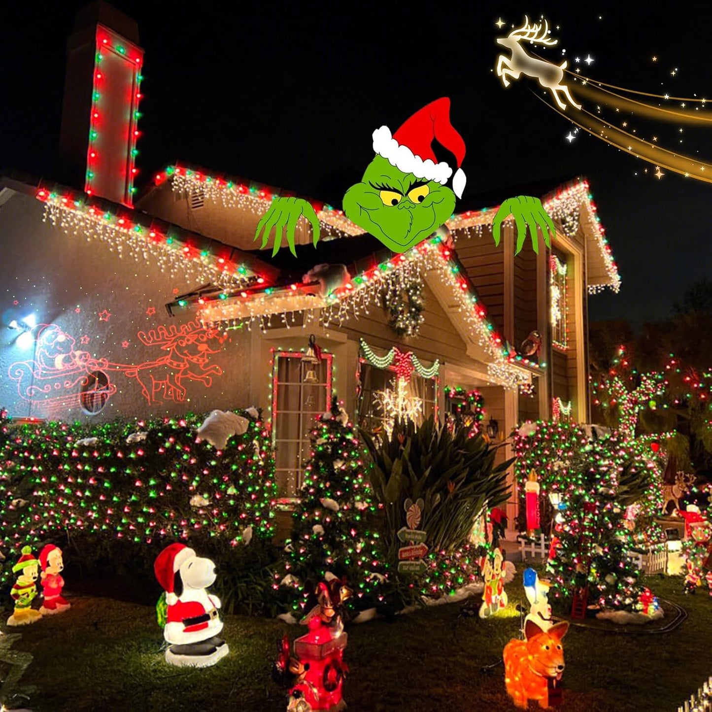 YEGUO Solar Fairy Lights Outdoor Waterproof, 4 Pack Each 33ft 100 LED String Lights, 8 Modes Silver Wire(Green and Red)