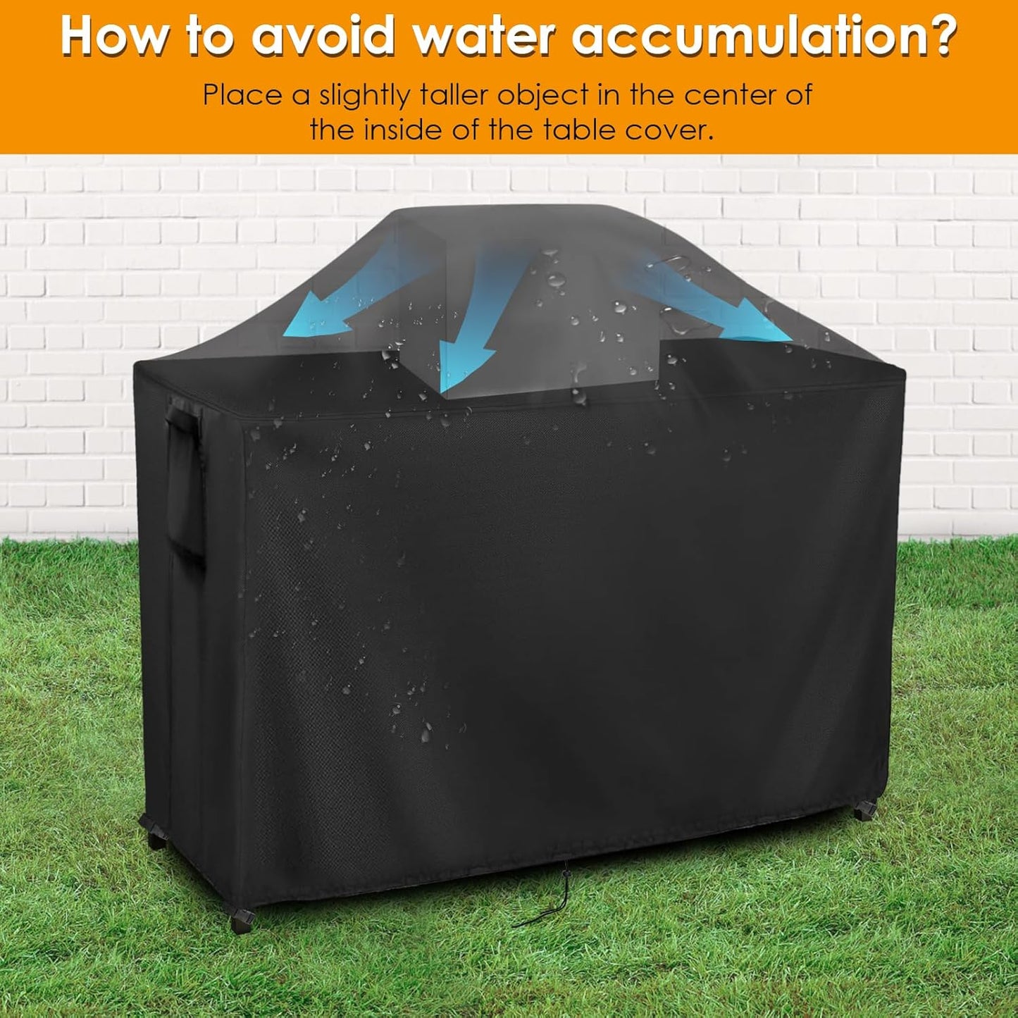 Kingling Outdoor Table Cover for Bar Table, 72 Inch Waterproof Patio Bar Cover for Outdoor Prep Table - 72''L x 29''W x 44''H