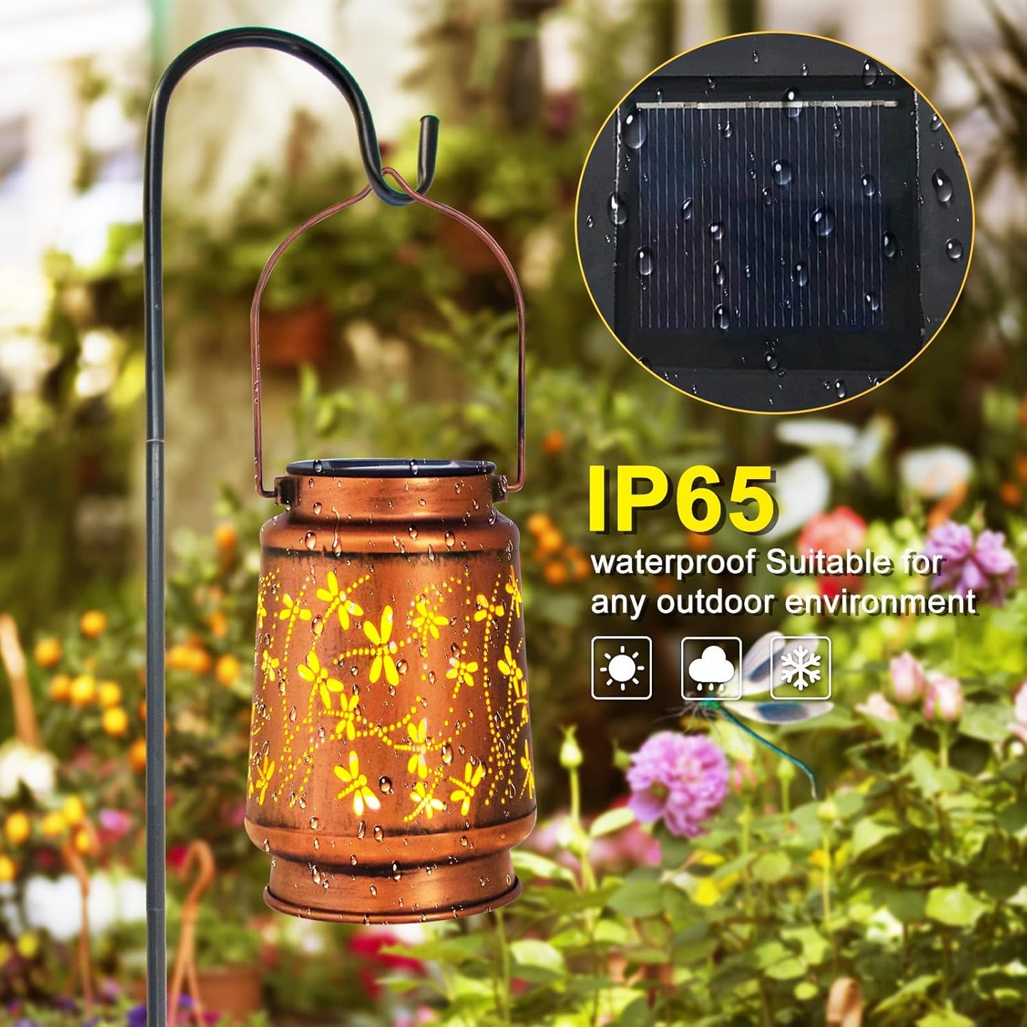 4 Pack Dragonfly Birthday Gifts for Women Mom Grandma Solar Lanterns Outdoor Waterproof Garden Decor Metal Hanging LED Decorative Light for Patio Yard Lawn Backyard Front Porch Gardening Gifts