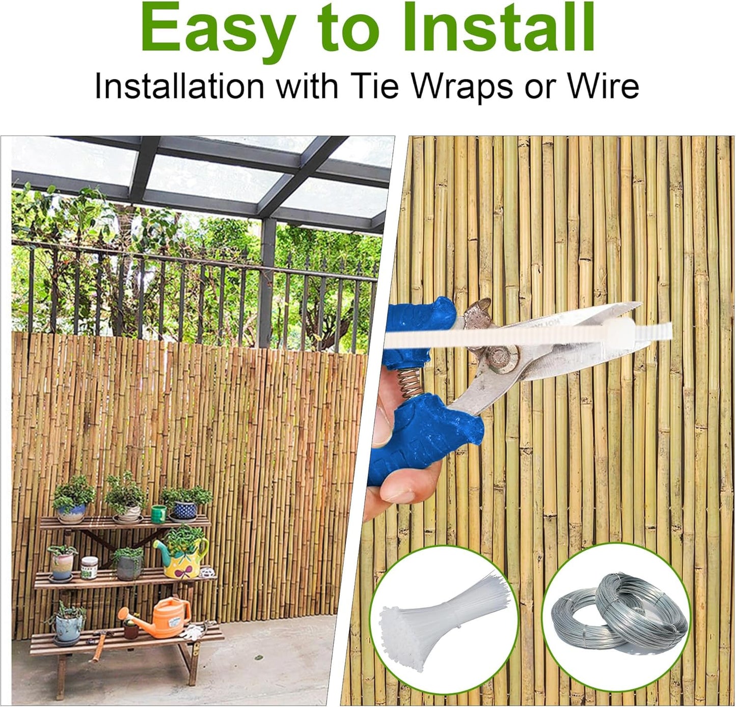 Bamboo Fencing Roll 6 ft High x 8 ft Long x 0.7 in D, Natural Bamboo Privacy Fence, Divider Decorative Fence for Patio, Balcony, Garden, Border Pool