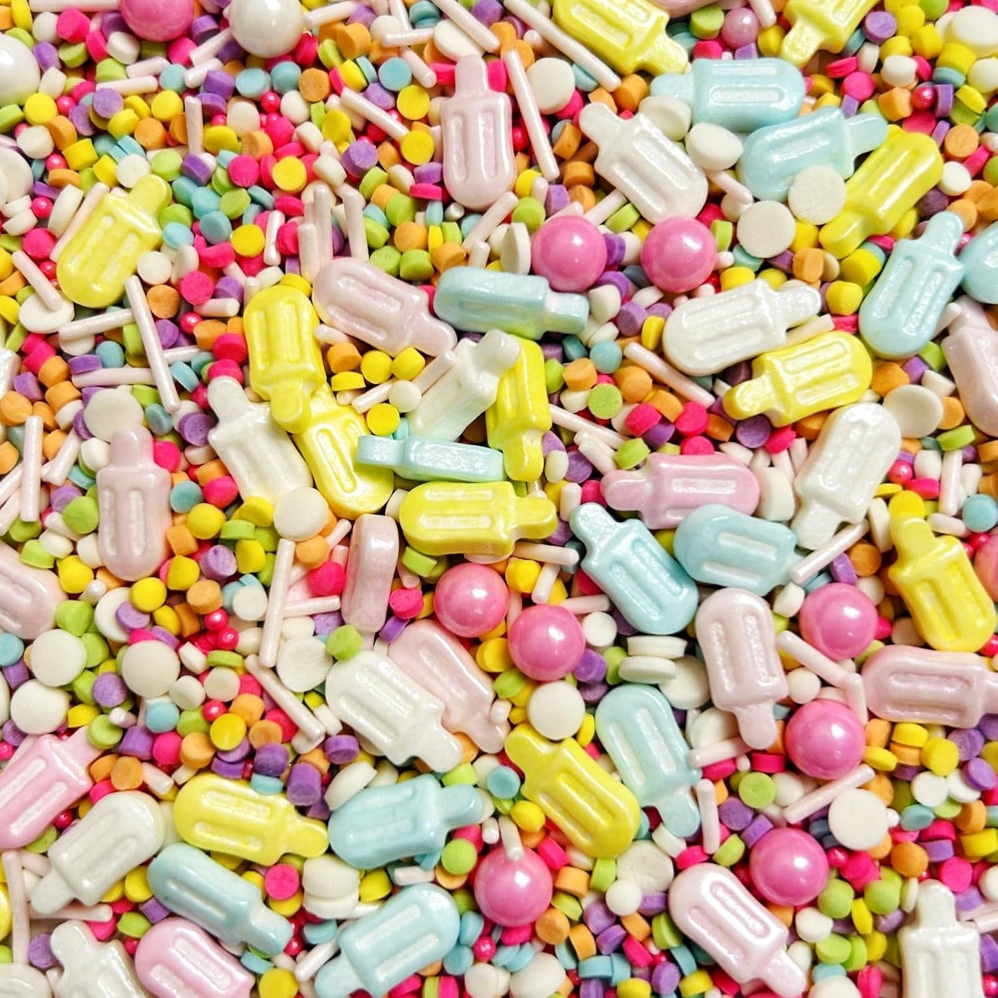 Summer Ice Cream Sprinkles for Cake Decorating, Pastel Popsicle Sugar Baking Edible Cupcake, Cookie, Donut Toppers and Birthday Party Supplies